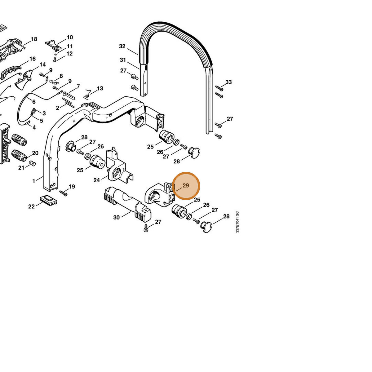 STIHL part 4221-791-1900 — IPL diagram snippet (6x zoom, amber highlight)