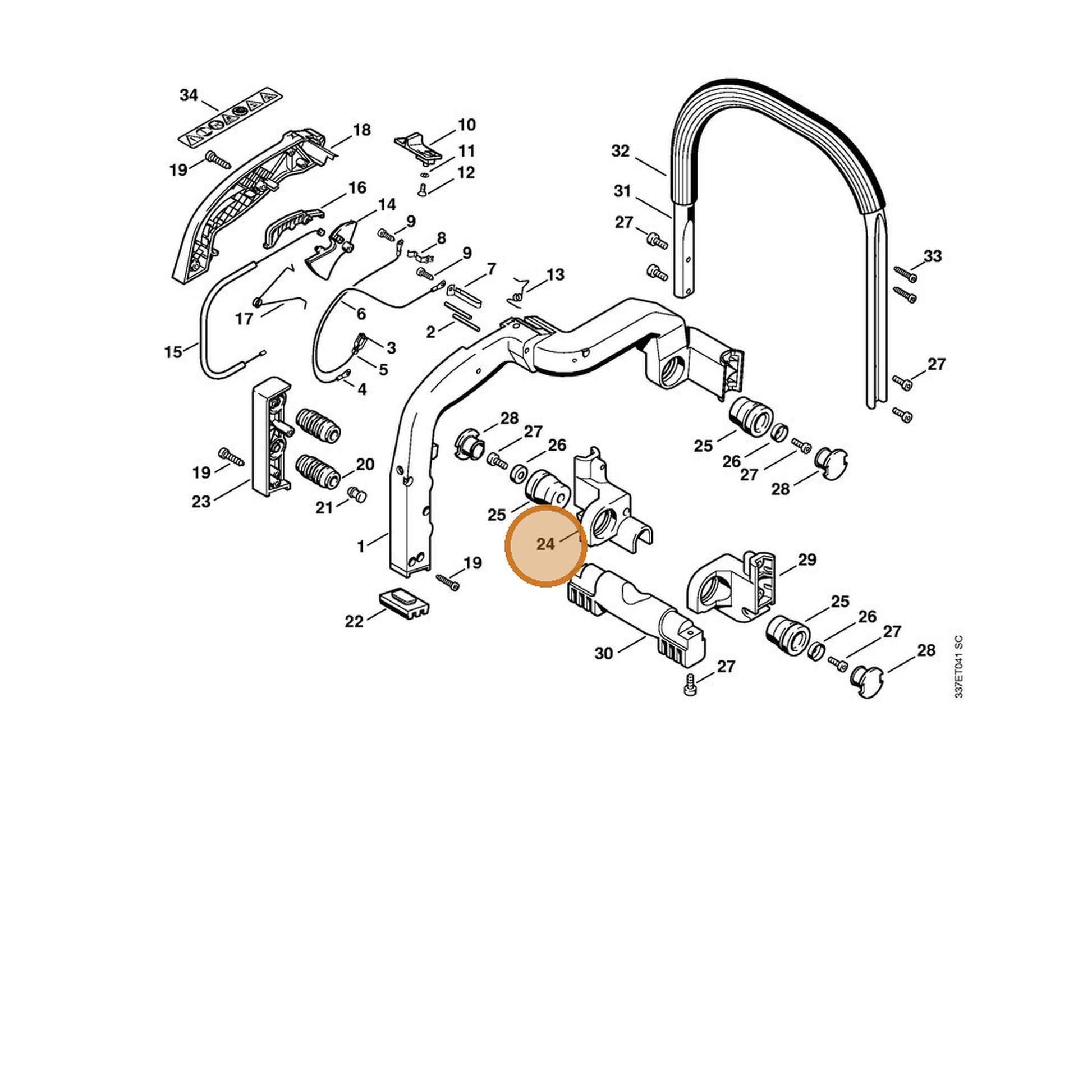 STIHL part 4221-791-1905 — IPL diagram snippet (6x zoom, amber highlight)