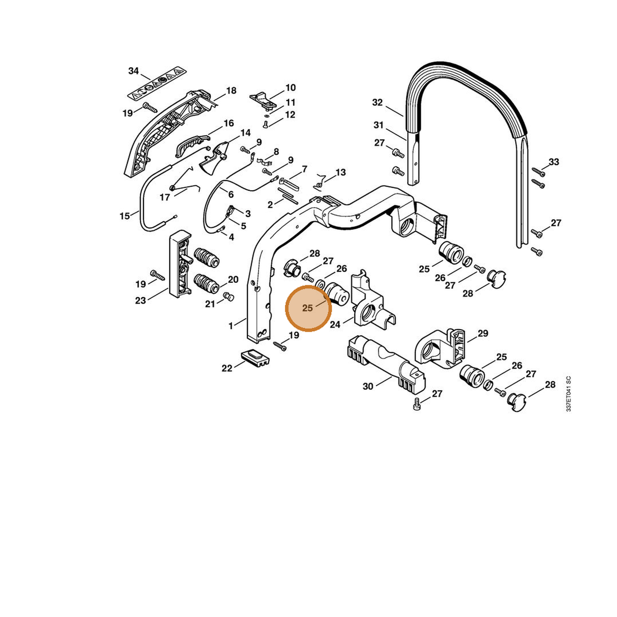 STIHL part 4221-791-2800 — IPL diagram snippet (6x zoom, amber highlight)