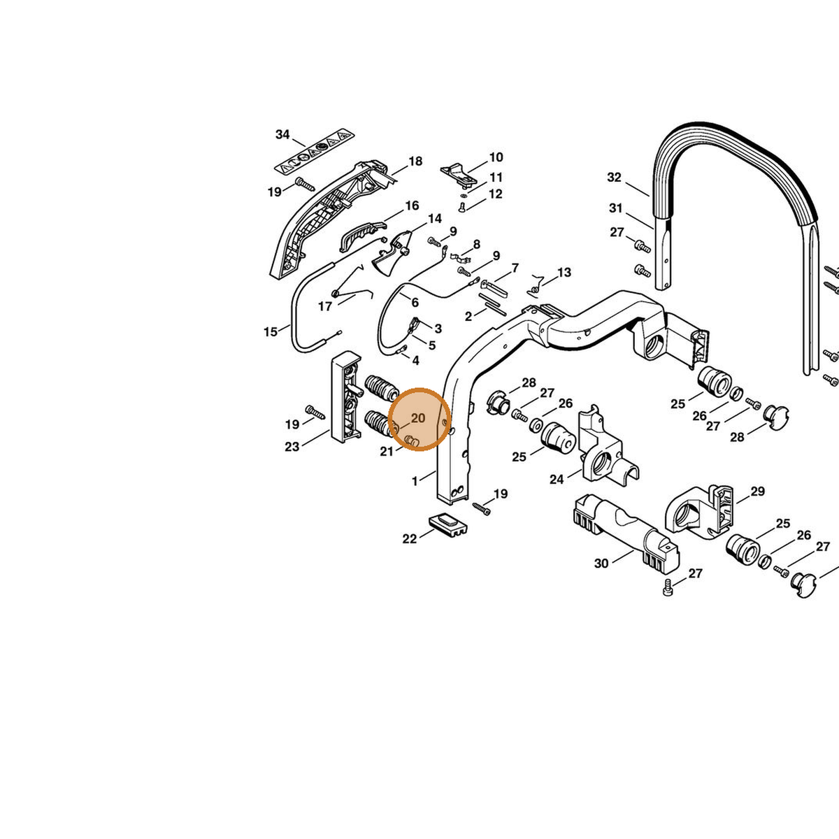 STIHL part 4221-791-2805 — IPL diagram snippet (6x zoom, amber highlight)