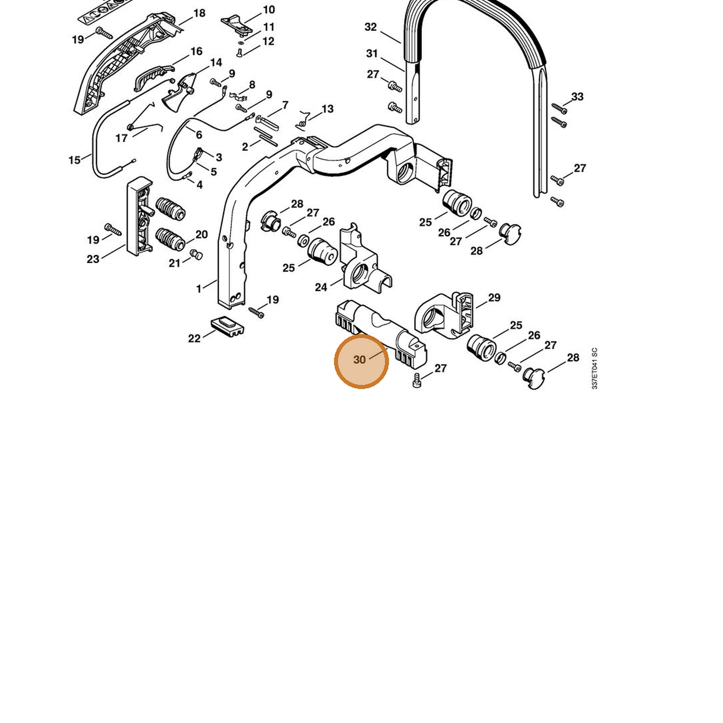 STIHL part 4221-791-7600 — IPL diagram snippet (6x zoom, amber highlight)