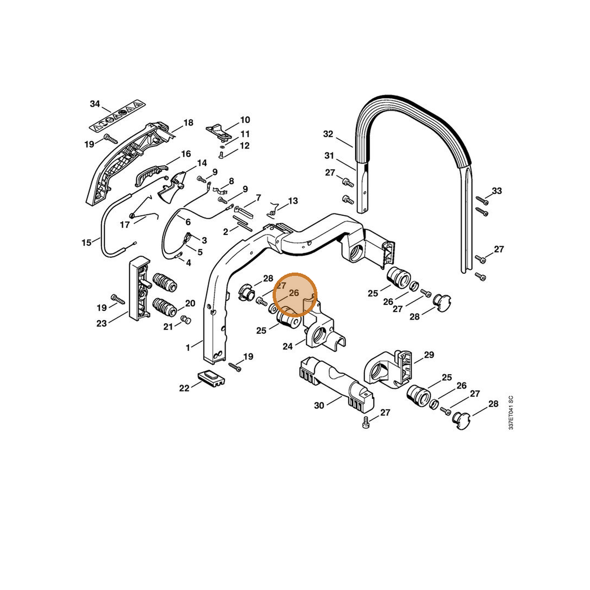STIHL part 4221-792-2000 — IPL diagram snippet (6x zoom, amber highlight)