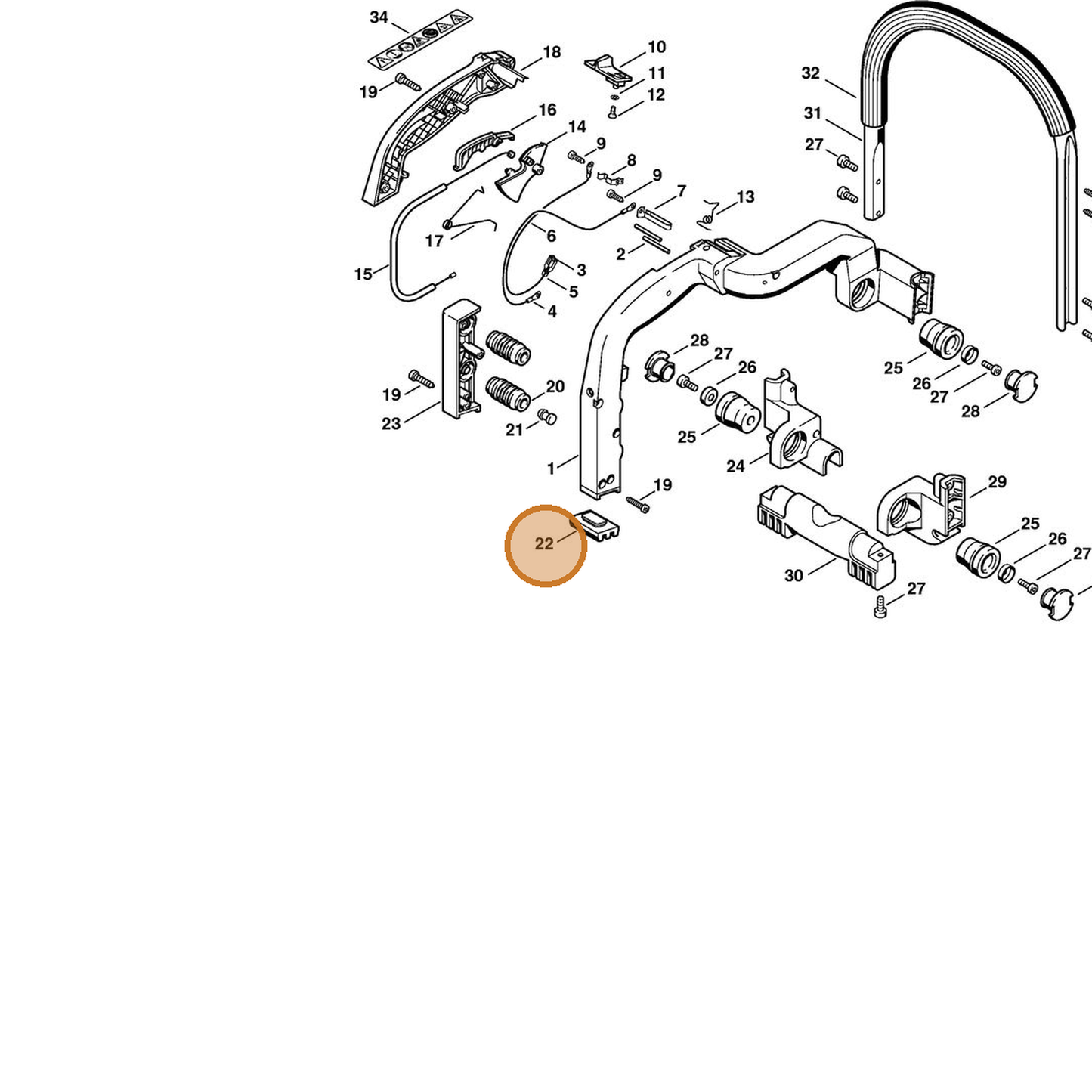 STIHL part 4221-792-9300 — IPL diagram snippet (6x zoom, amber highlight)