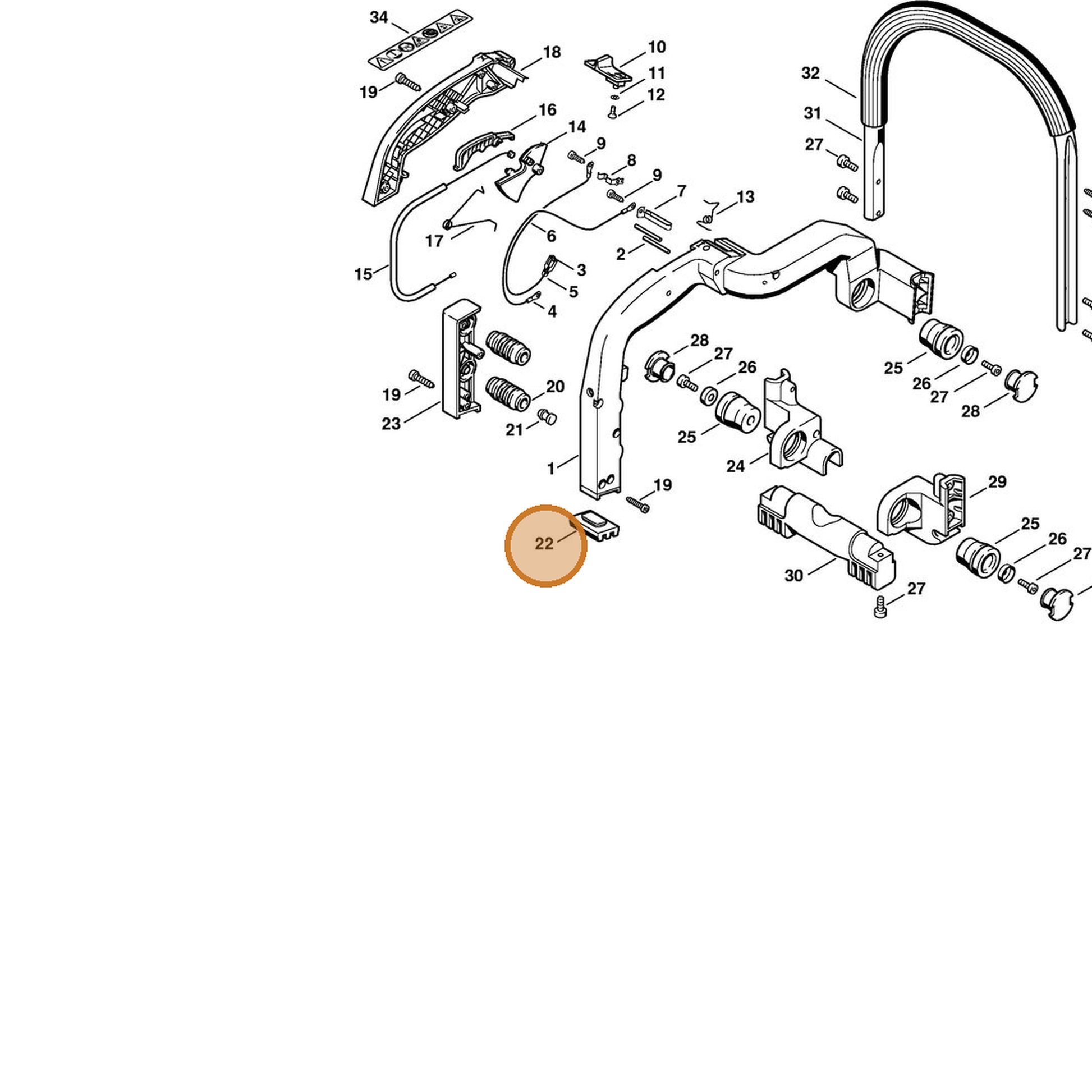 STIHL part 4221-792-9300 — IPL diagram snippet (6x zoom, amber highlight)