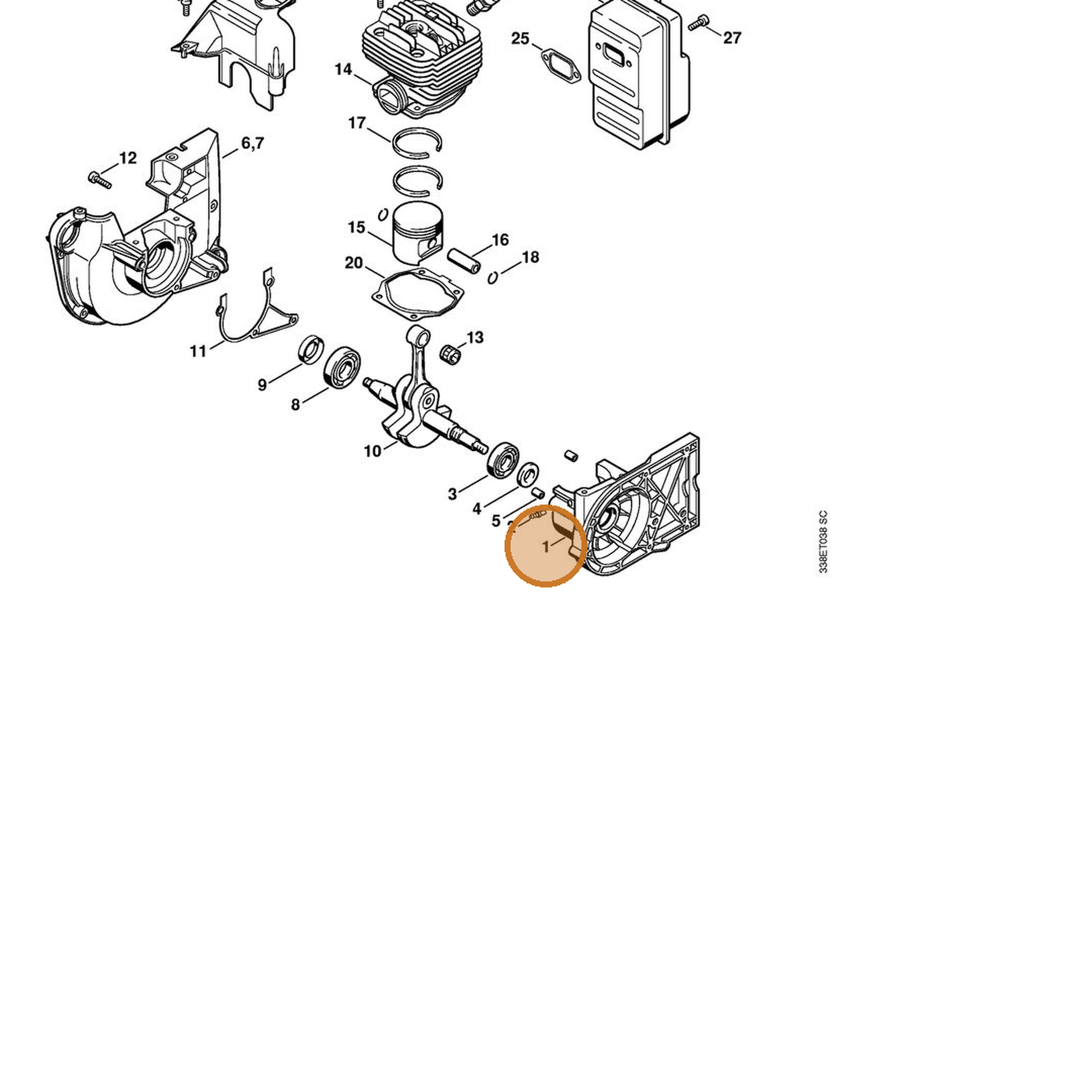 STIHL part 4223-020-2900 — IPL diagram snippet (6x zoom, amber highlight)