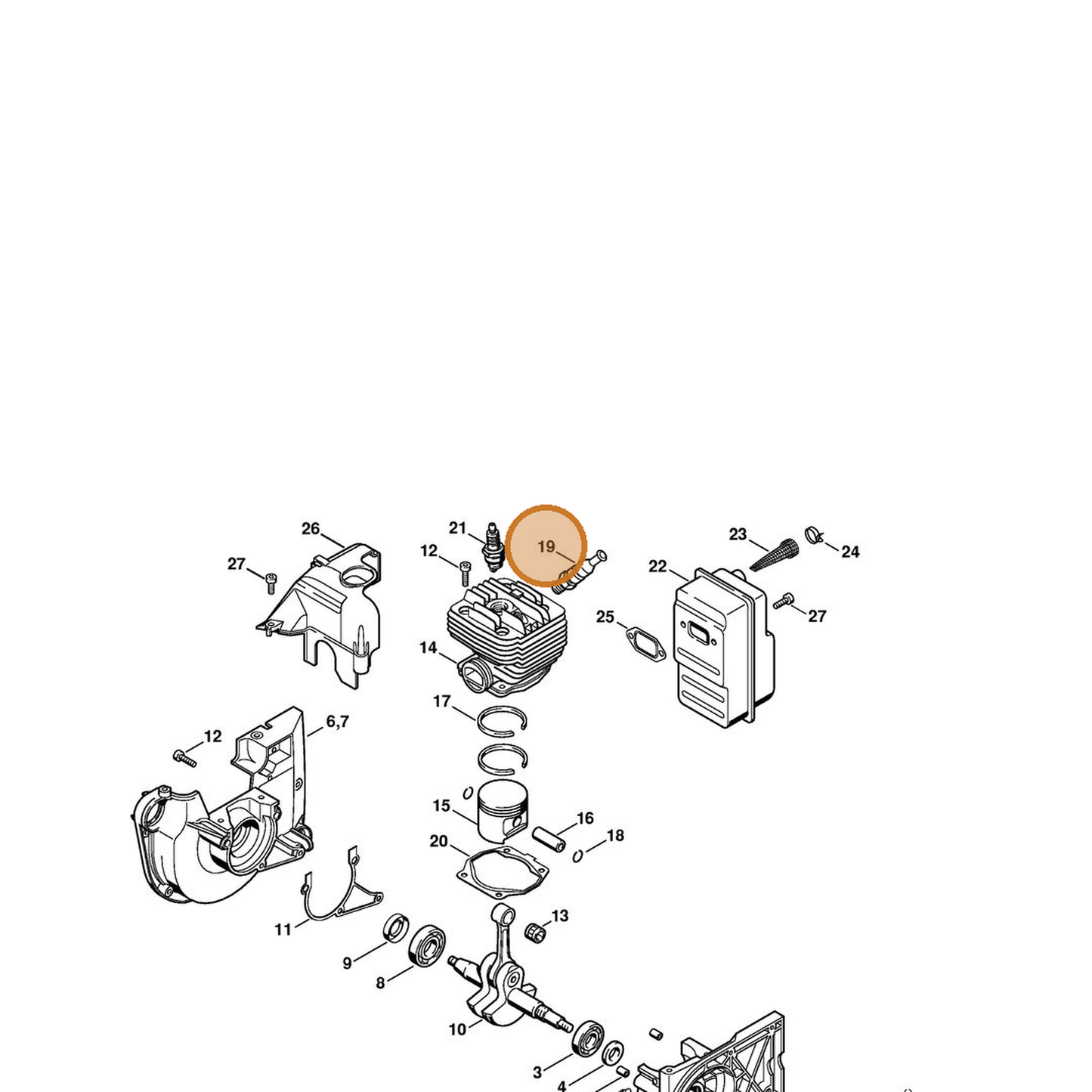 STIHL part 4223-020-9400 — IPL diagram snippet (6x zoom, amber highlight)