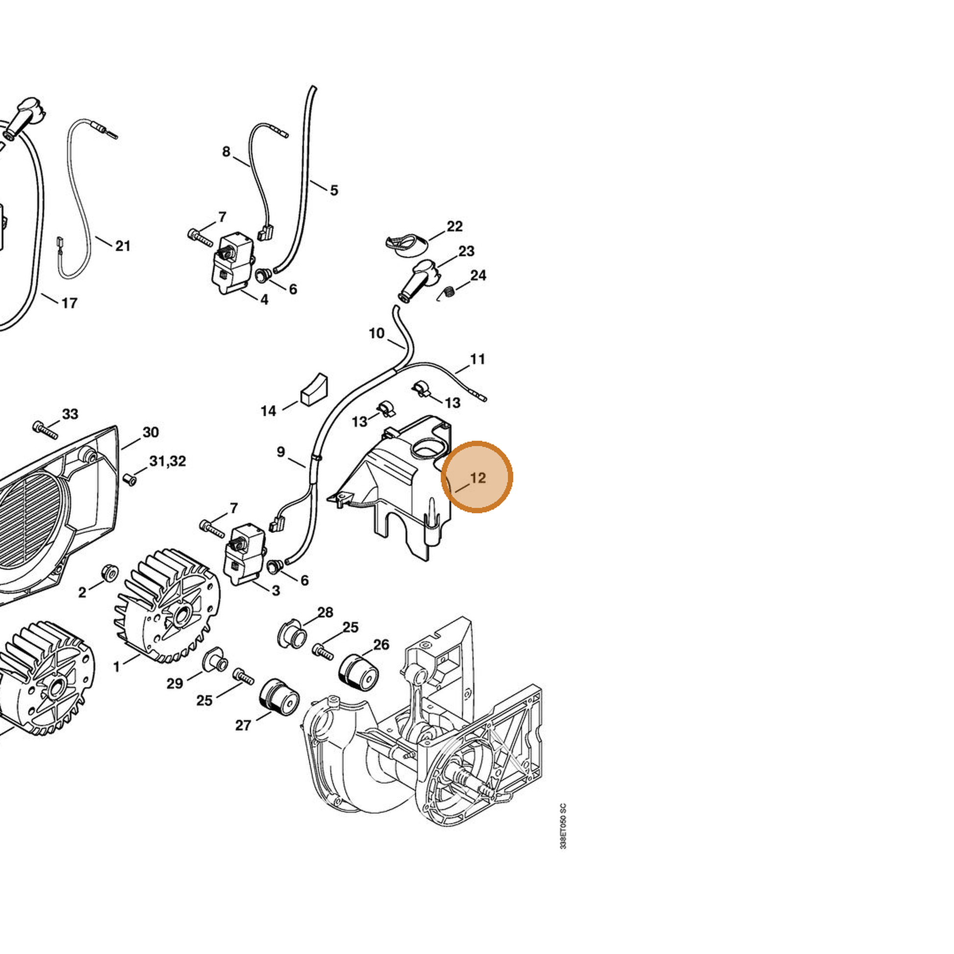STIHL part 4223-080-0900 — IPL diagram snippet (6x zoom, amber highlight)