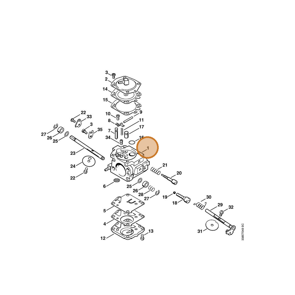 STIHL part 4223-120-0652 — IPL diagram snippet (6x zoom, amber highlight)