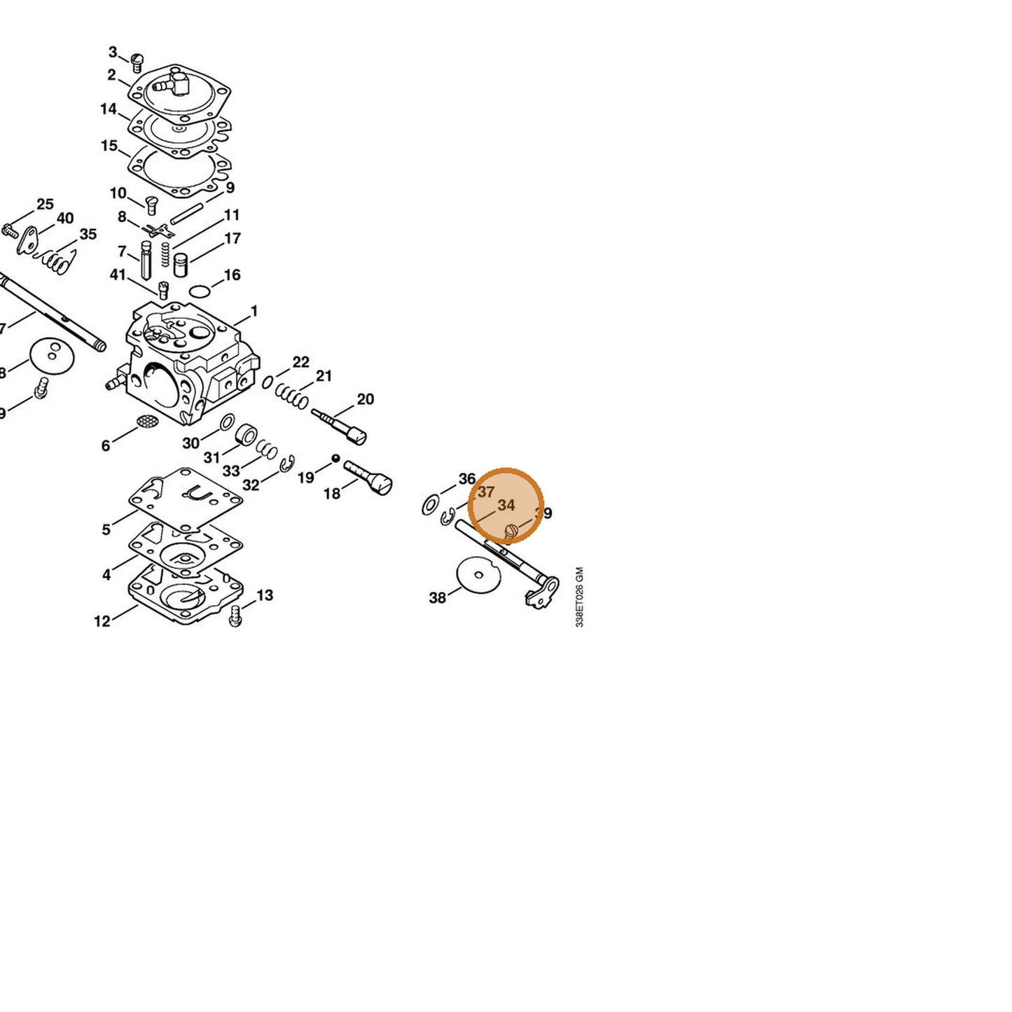 STIHL part 4223-120-7101 — IPL diagram snippet (6x zoom, amber highlight)