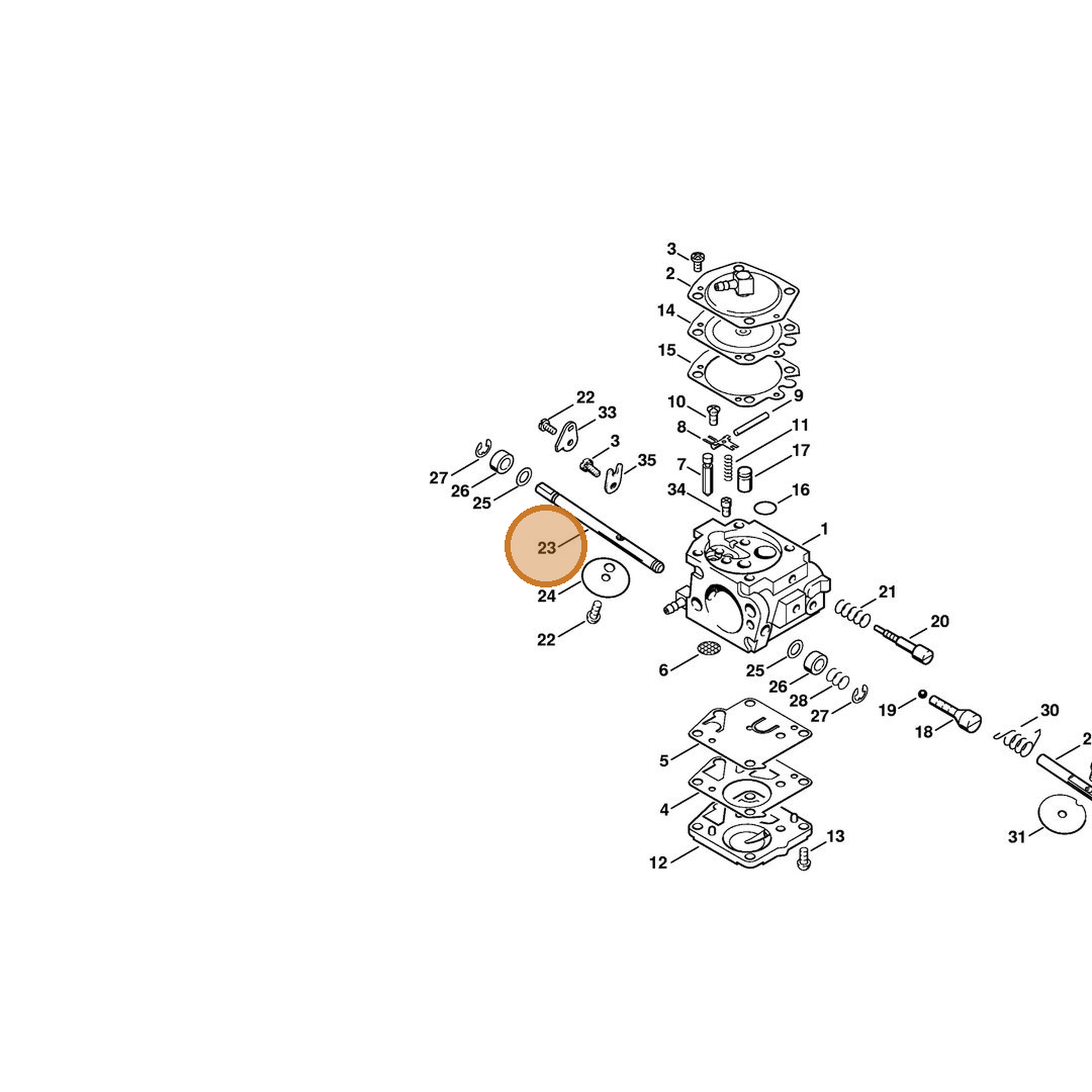 STIHL part 4223-120-7201 — IPL diagram snippet (6x zoom, amber highlight)