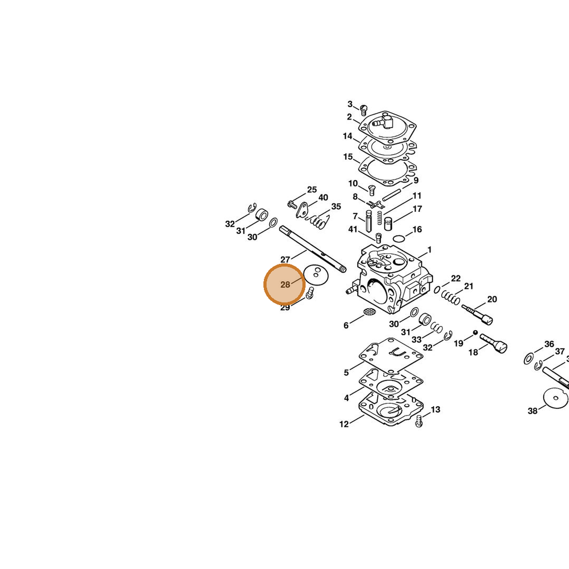 STIHL part 4223-121-2900 — IPL diagram snippet (6x zoom, amber highlight)