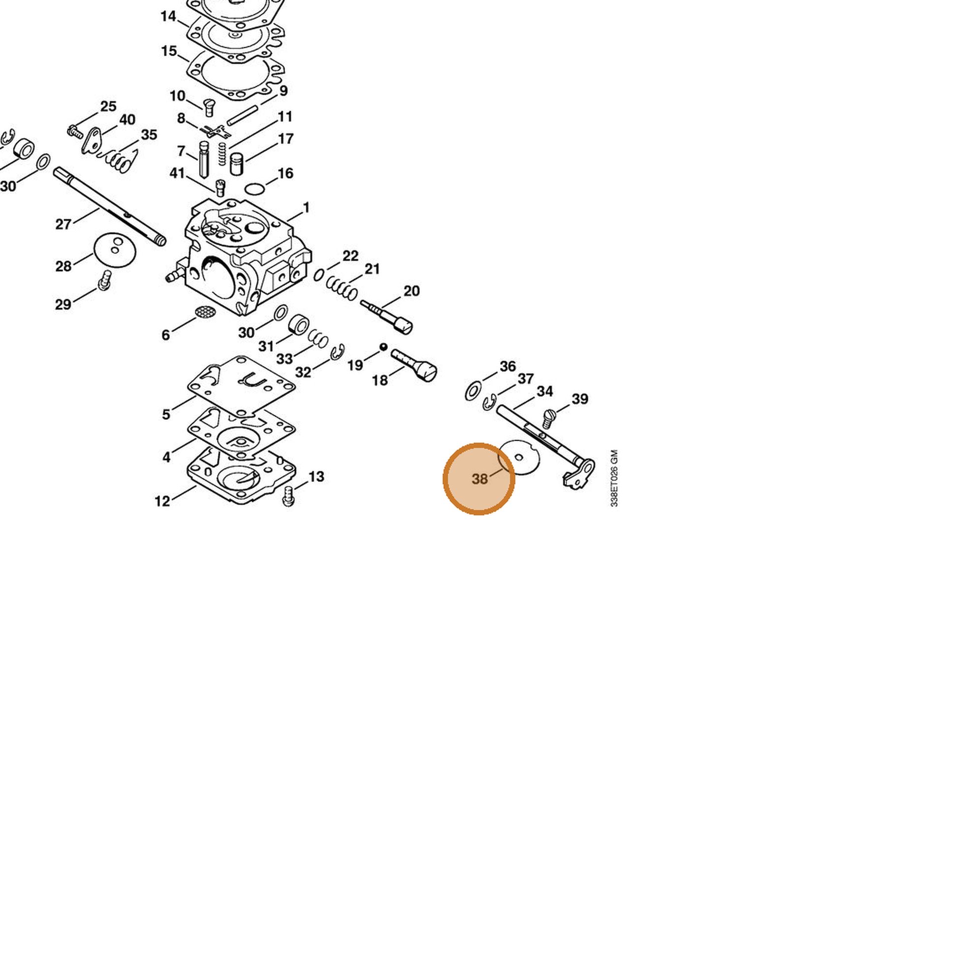 STIHL part 4223-121-3300 — IPL diagram snippet (6x zoom, amber highlight)