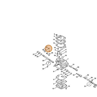 STIHL part 4223-121-3501 — IPL diagram snippet (6x zoom, amber highlight)