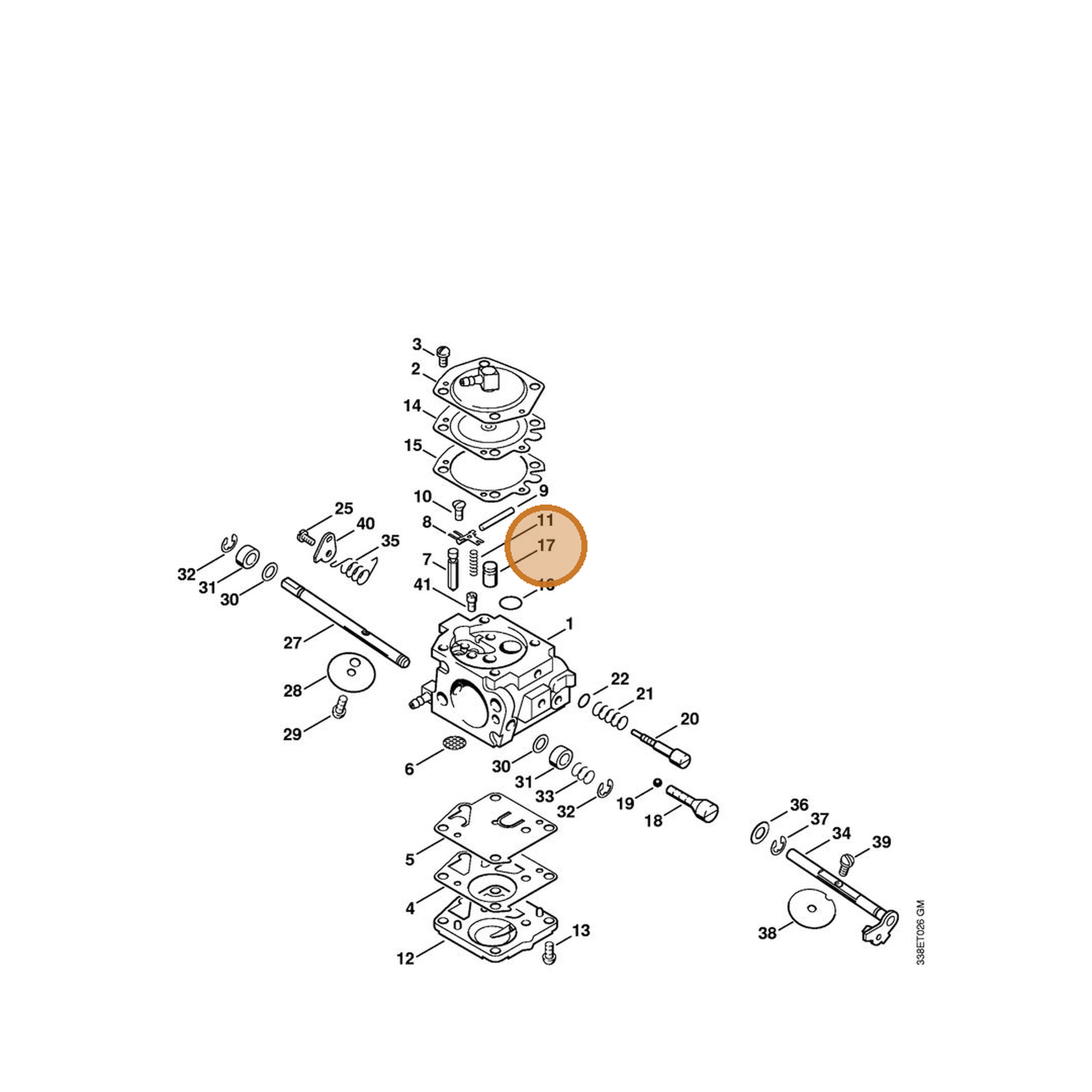 STIHL part 4223-121-5400 — IPL diagram snippet (6x zoom, amber highlight)