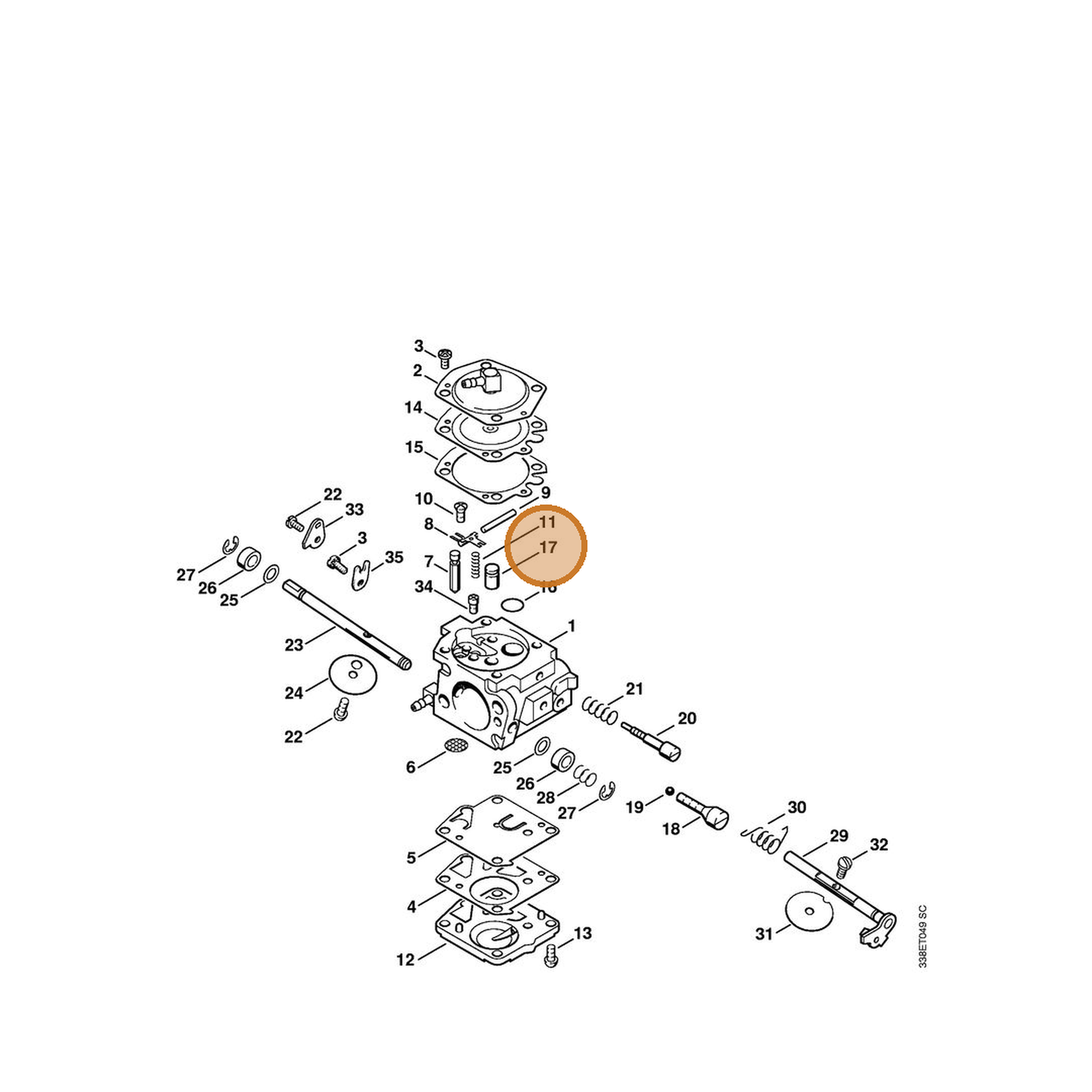 STIHL part 4223-121-5401 — IPL diagram snippet (6x zoom, amber highlight)