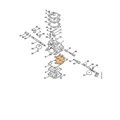 STIHL part 4223-122-3001 — IPL diagram snippet (6x zoom, amber highlight)