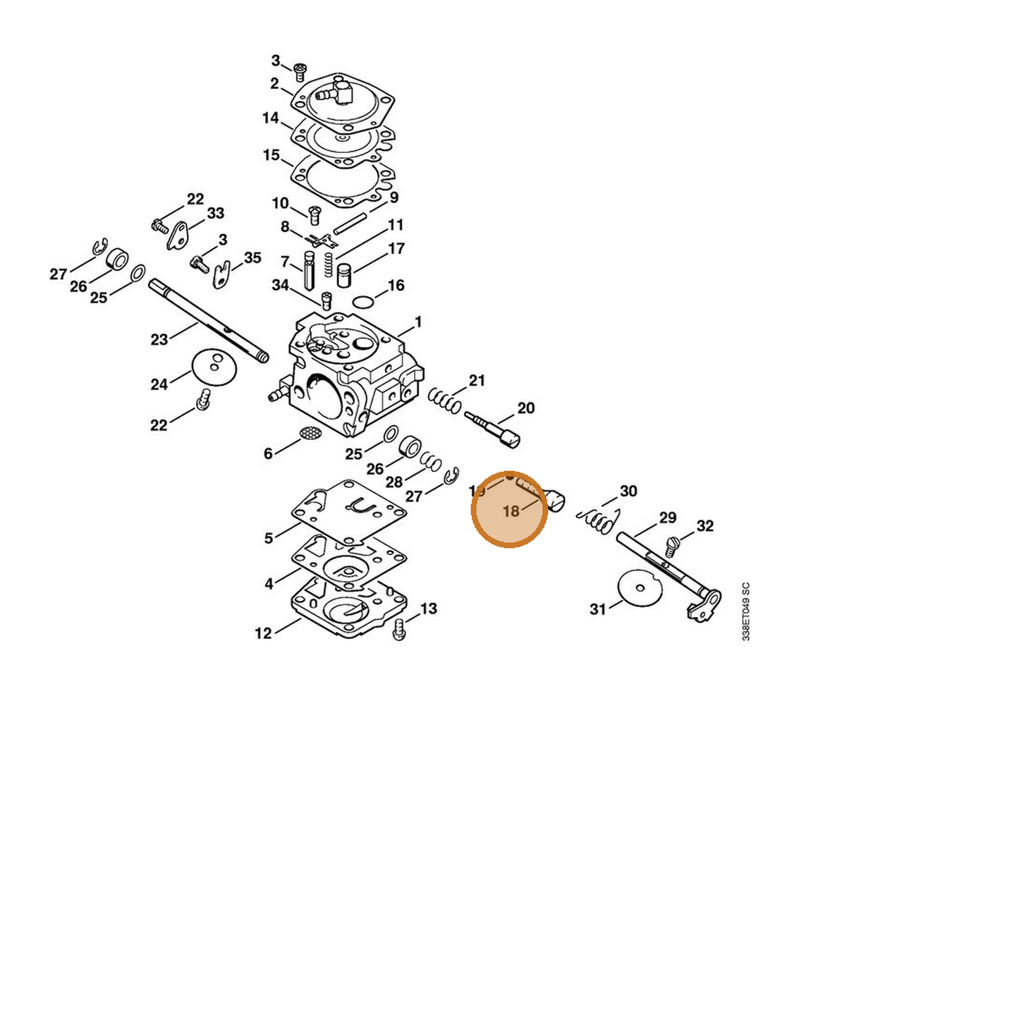 STIHL part 4223-122-6200 — IPL diagram snippet (6x zoom, amber highlight)