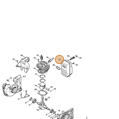 STIHL part 4223-140-0601 — IPL diagram snippet (6x zoom, amber highlight)