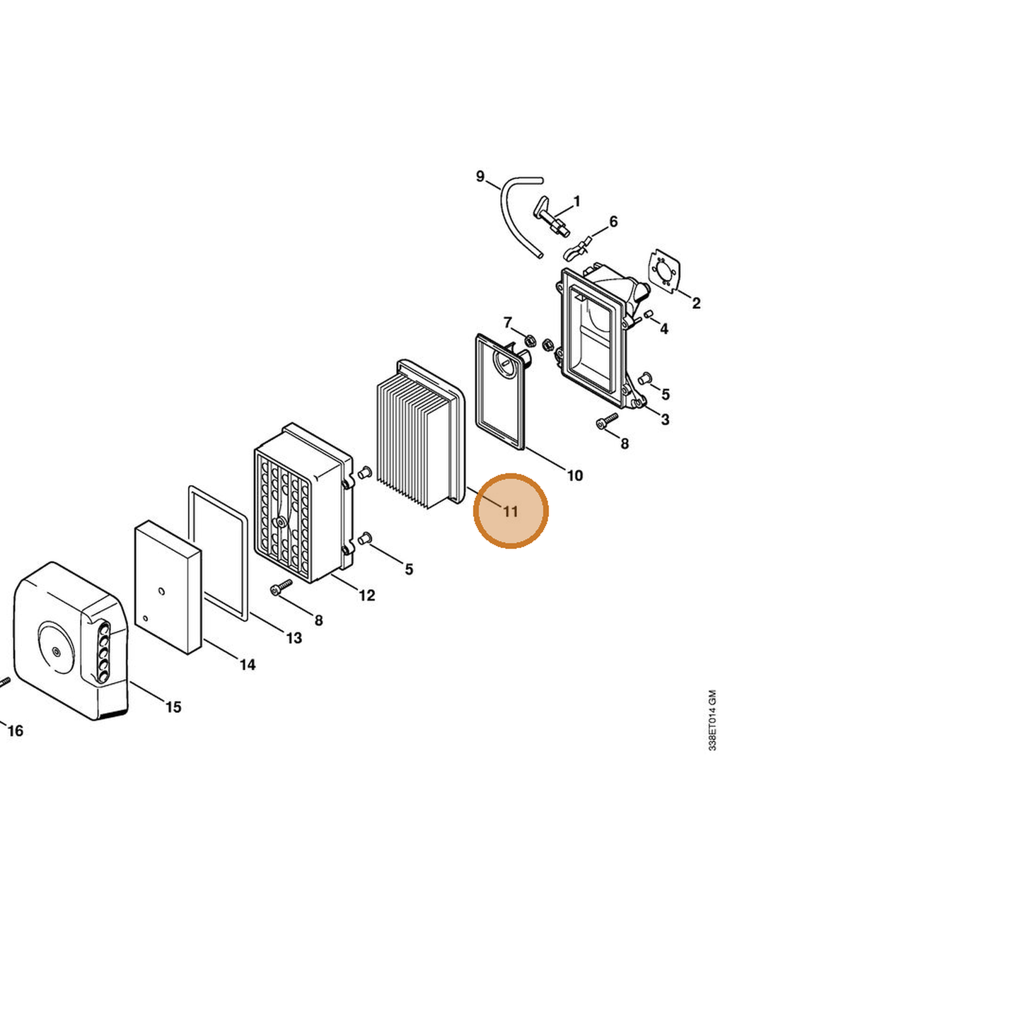 STIHL part 4223-141-0300 — IPL diagram snippet (6x zoom, amber highlight)