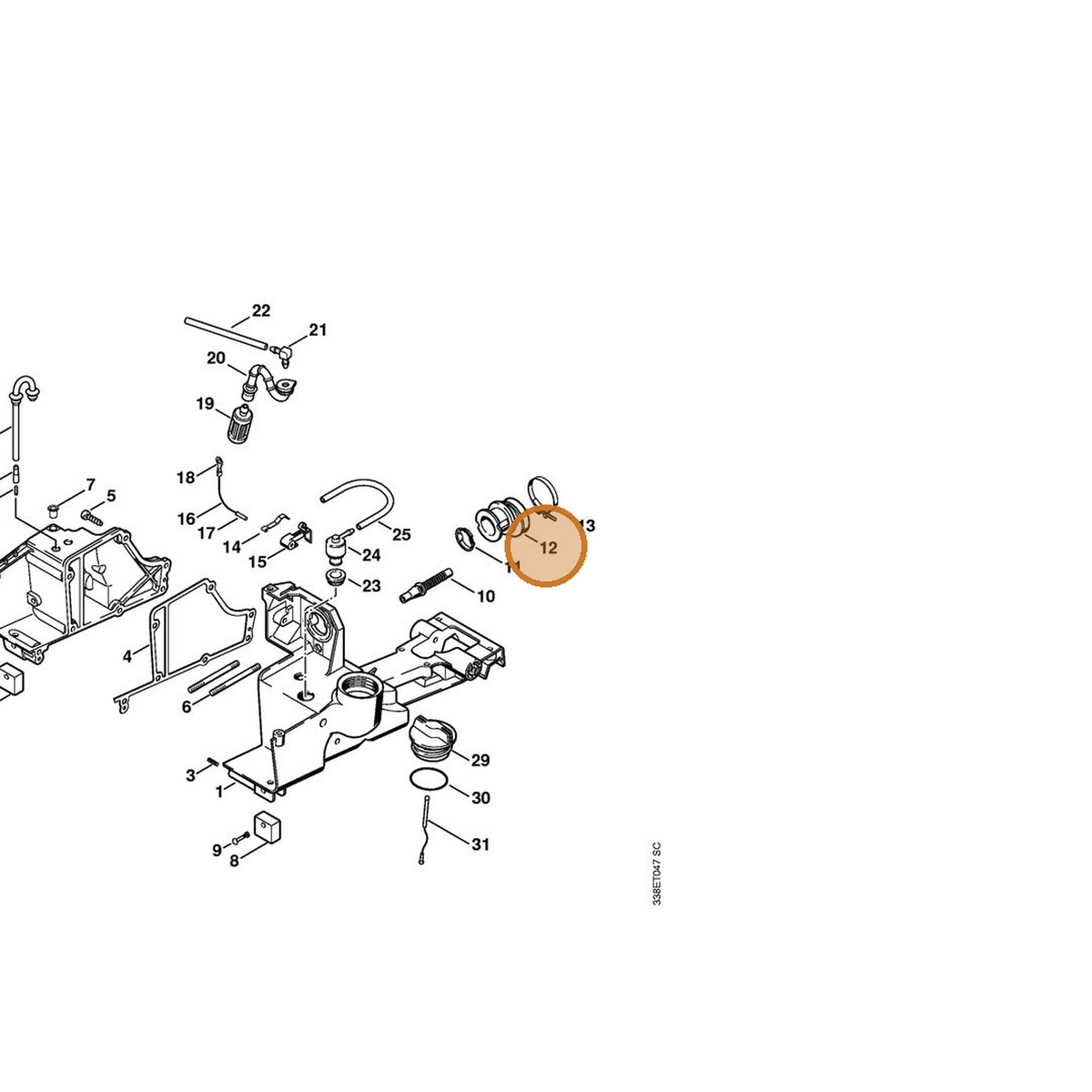 STIHL part 4223-141-2200 — IPL diagram snippet (6x zoom, amber highlight)