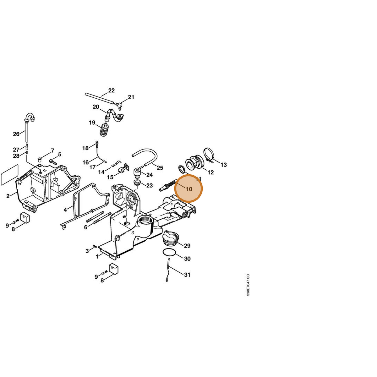 STIHL part 4223-141-8600 — IPL diagram snippet (6x zoom, amber highlight)