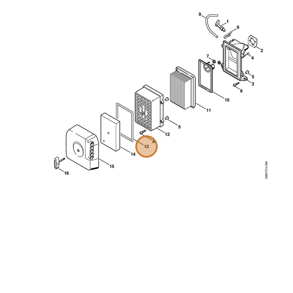 STIHL part 4223-149-0500 — IPL diagram snippet (6x zoom, amber highlight)