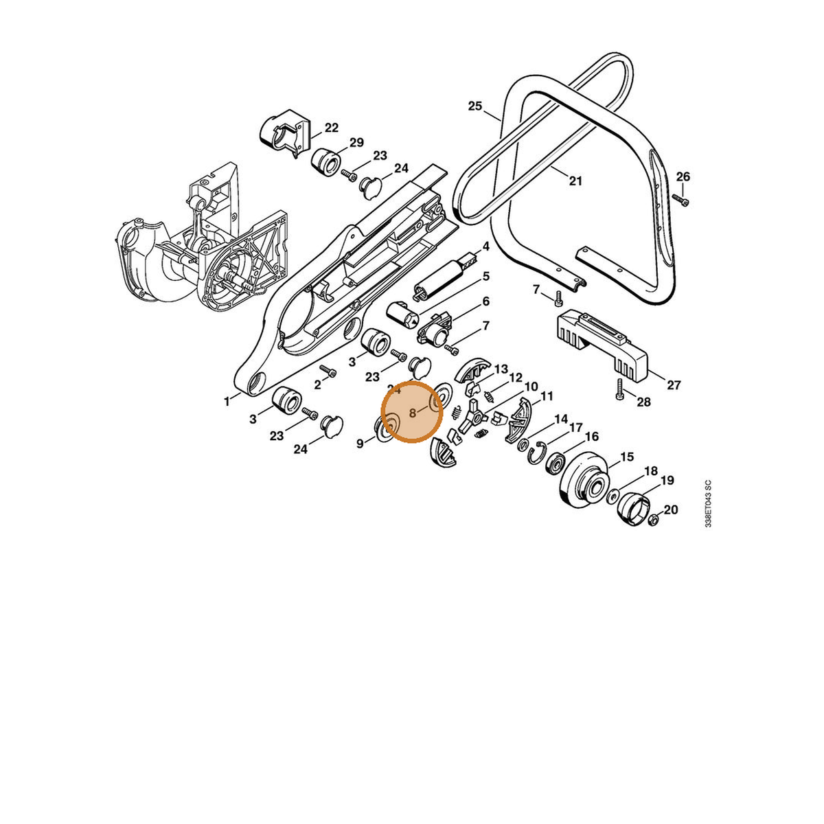 STIHL part 4223-162-1000 — IPL diagram snippet (6x zoom, amber highlight)