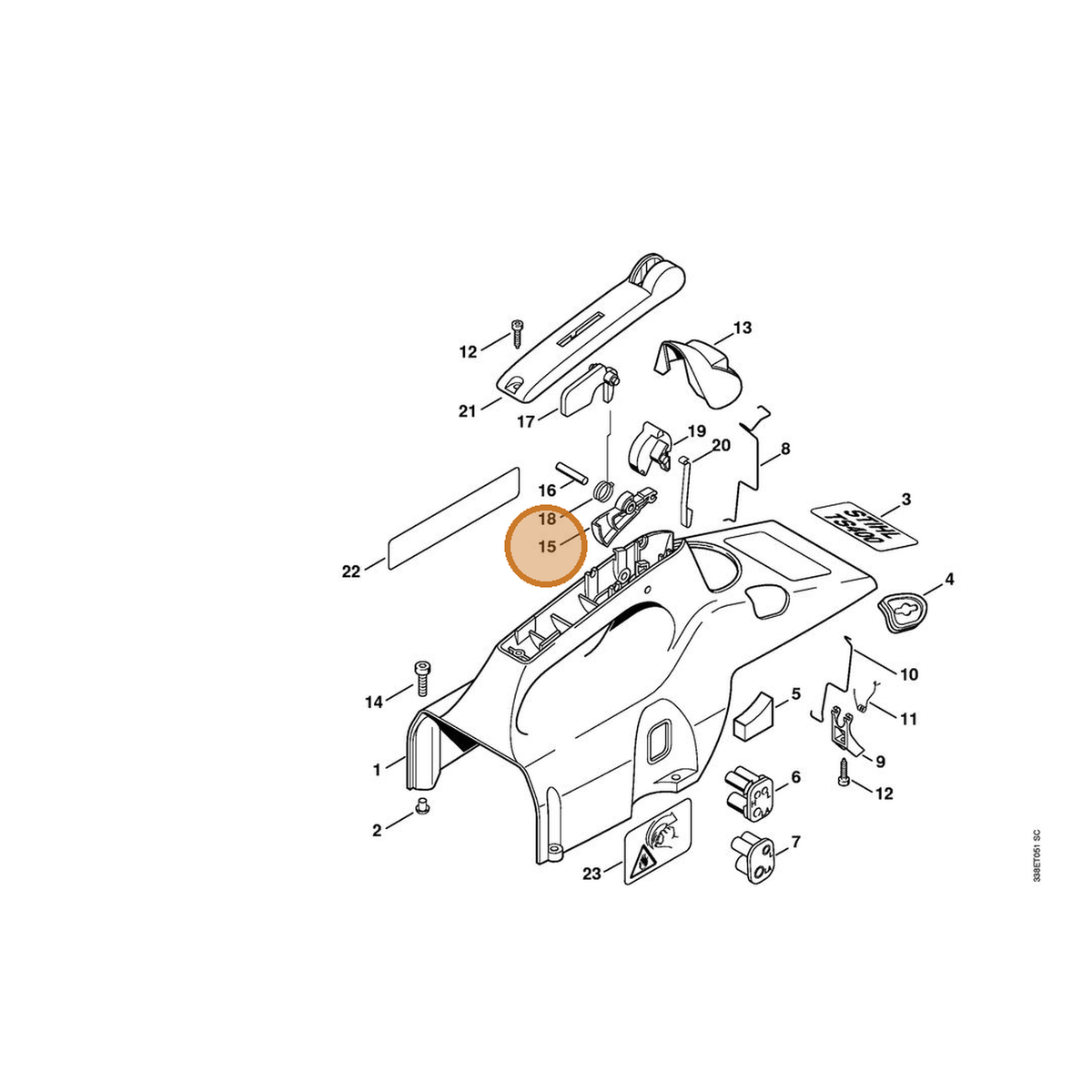 STIHL part 4223-182-1000 — IPL diagram snippet (6x zoom, amber highlight)