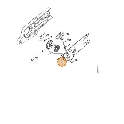 STIHL part 4223-190-0411 — IPL diagram snippet (6x zoom, amber highlight)