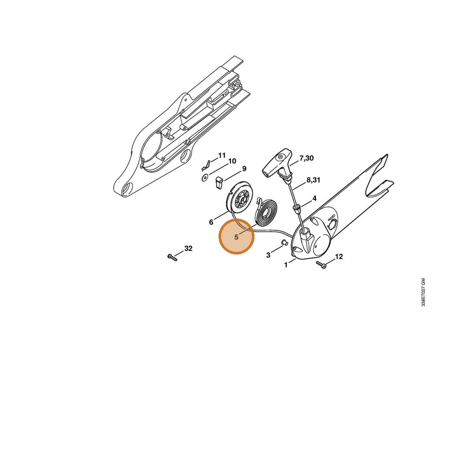 STIHL part 4223-190-0600 — IPL diagram snippet (6x zoom, amber highlight)