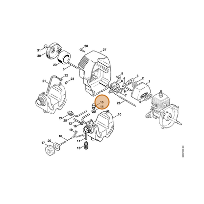 STIHL part 4223-350-5802 — IPL diagram snippet (6x zoom, amber highlight)