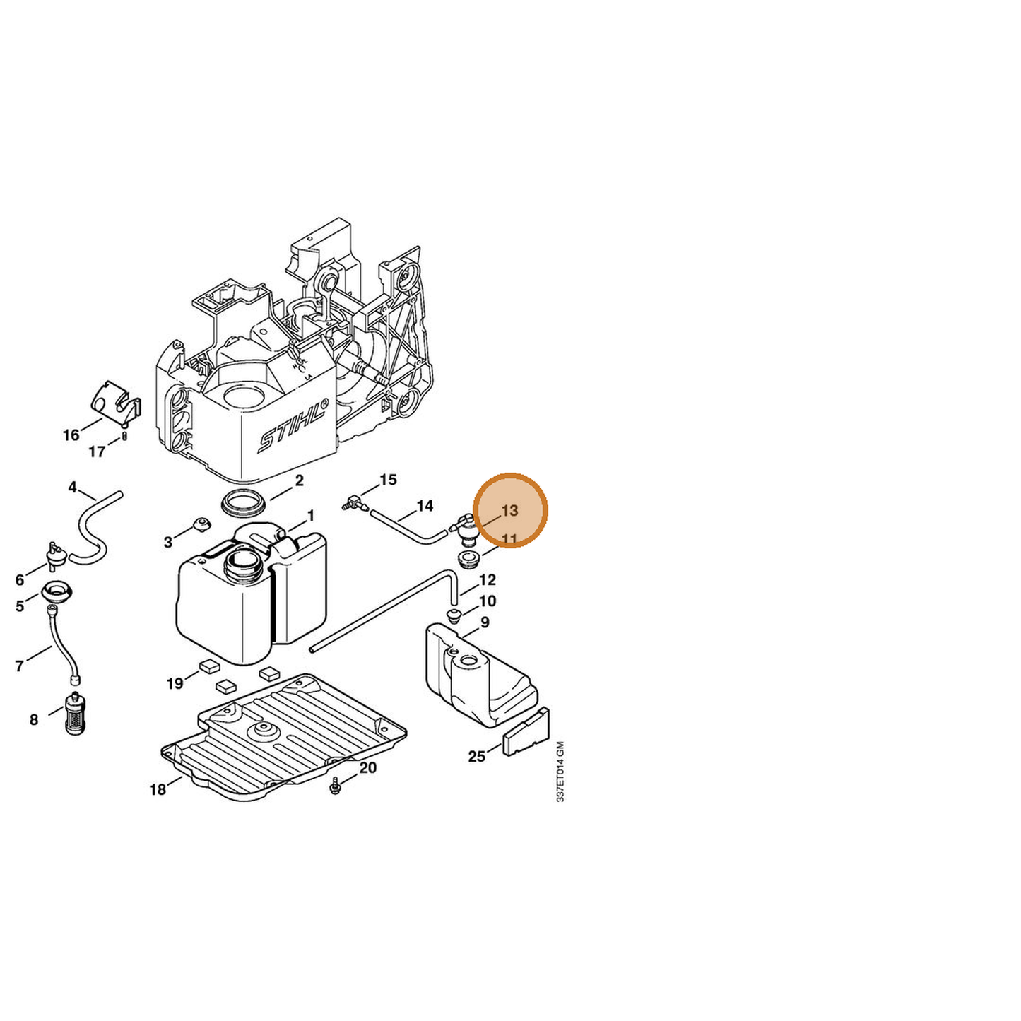 STIHL part 4223-350-5803 — IPL diagram snippet (6x zoom, amber highlight)