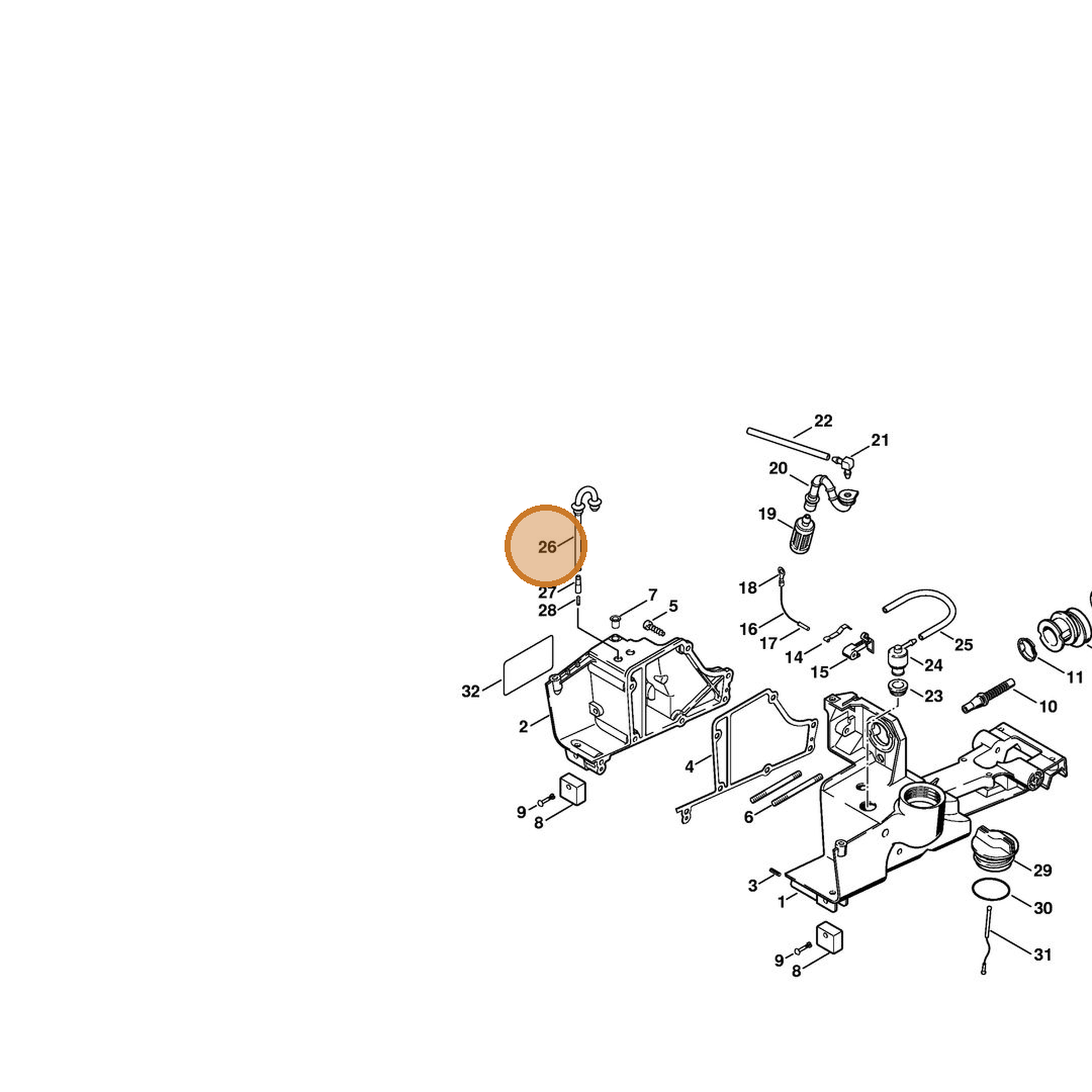 STIHL part 4223-350-5805 — IPL diagram snippet (6x zoom, amber highlight)