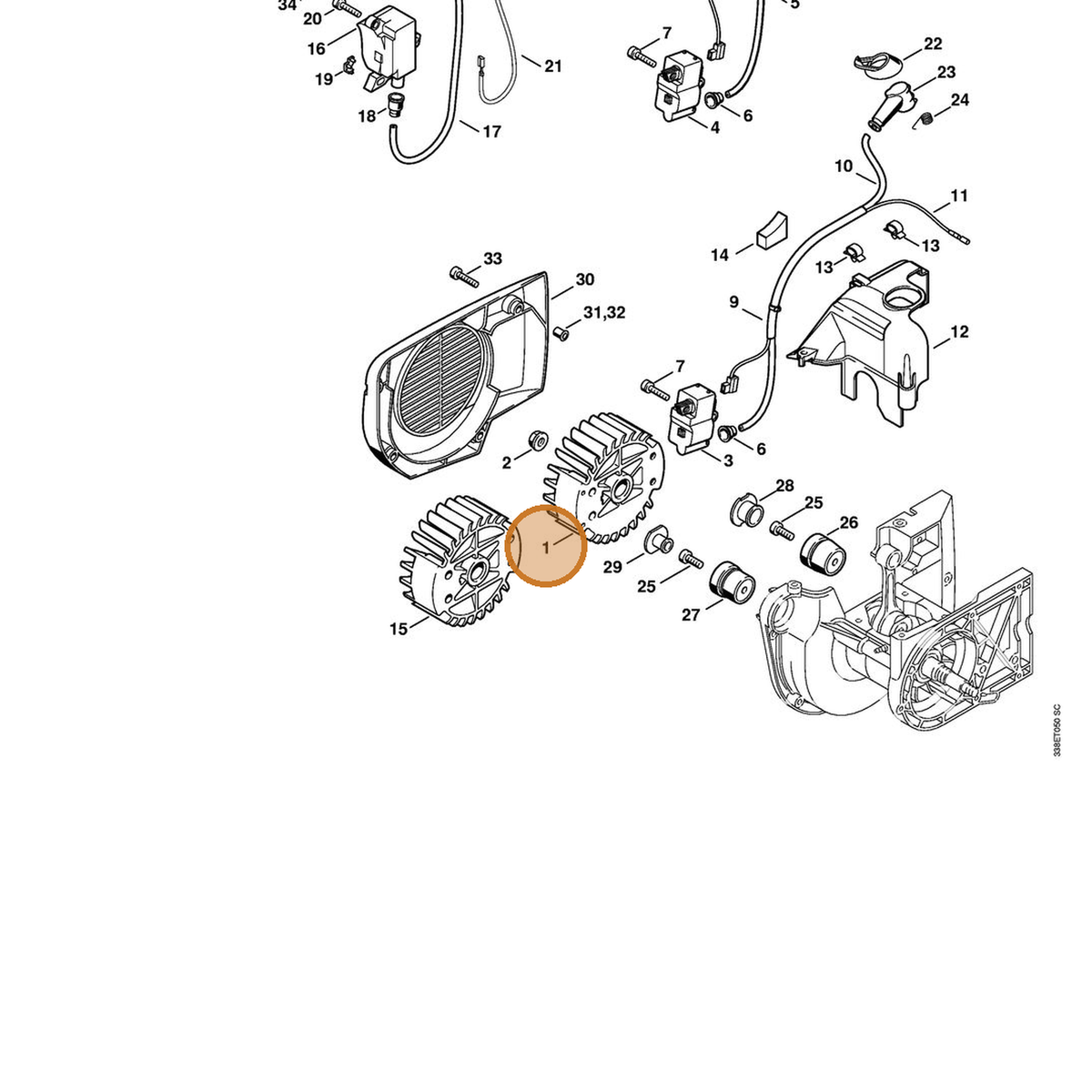 STIHL part 4223-400-1201 — IPL diagram snippet (6x zoom, amber highlight)