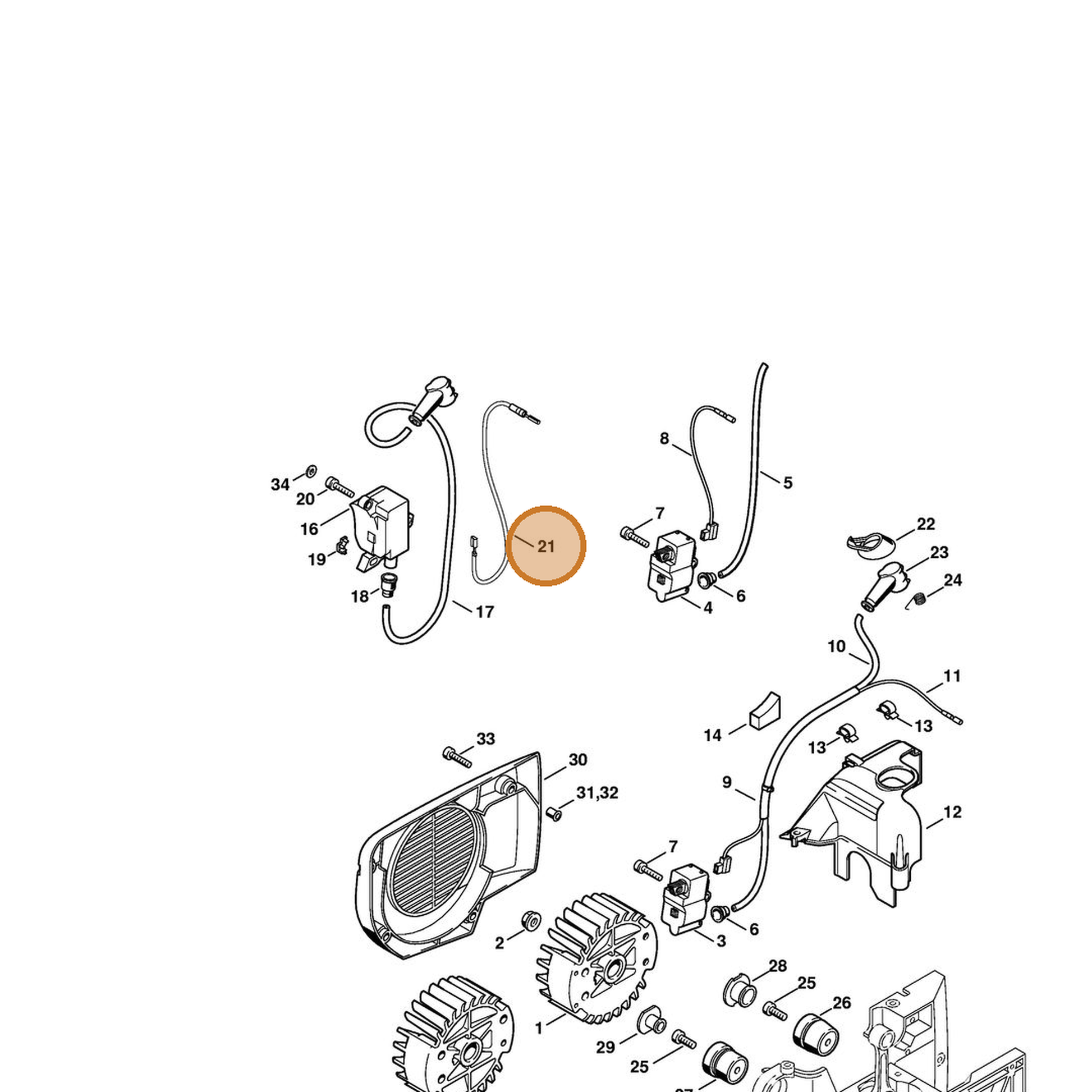 STIHL part 4223-440-1100 — IPL diagram snippet (6x zoom, amber highlight)