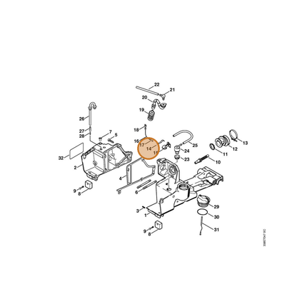 STIHL part 4223-442-1600 — IPL diagram snippet (6x zoom, amber highlight)