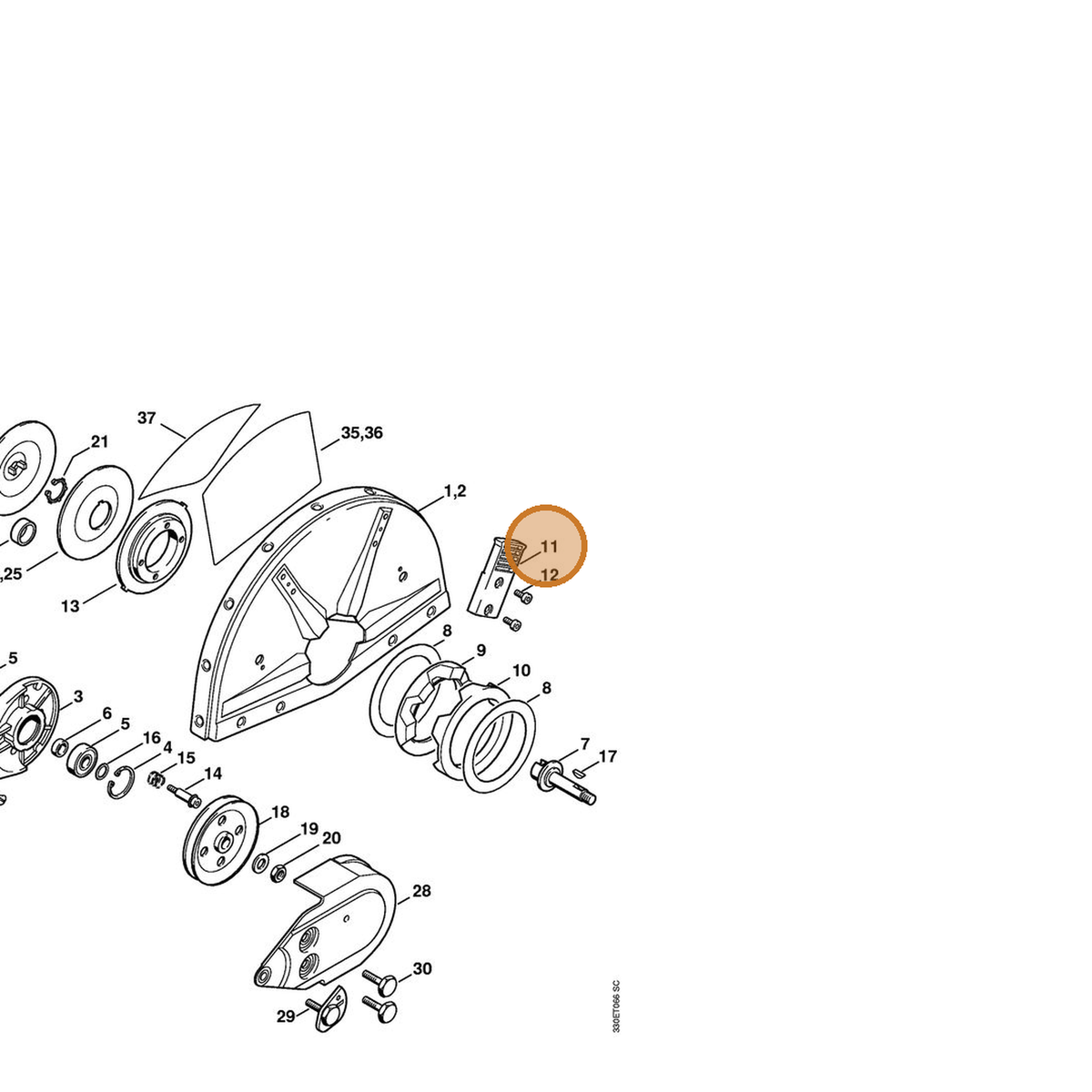 STIHL part 4223-700-2900 — IPL diagram snippet (6x zoom, amber highlight)
