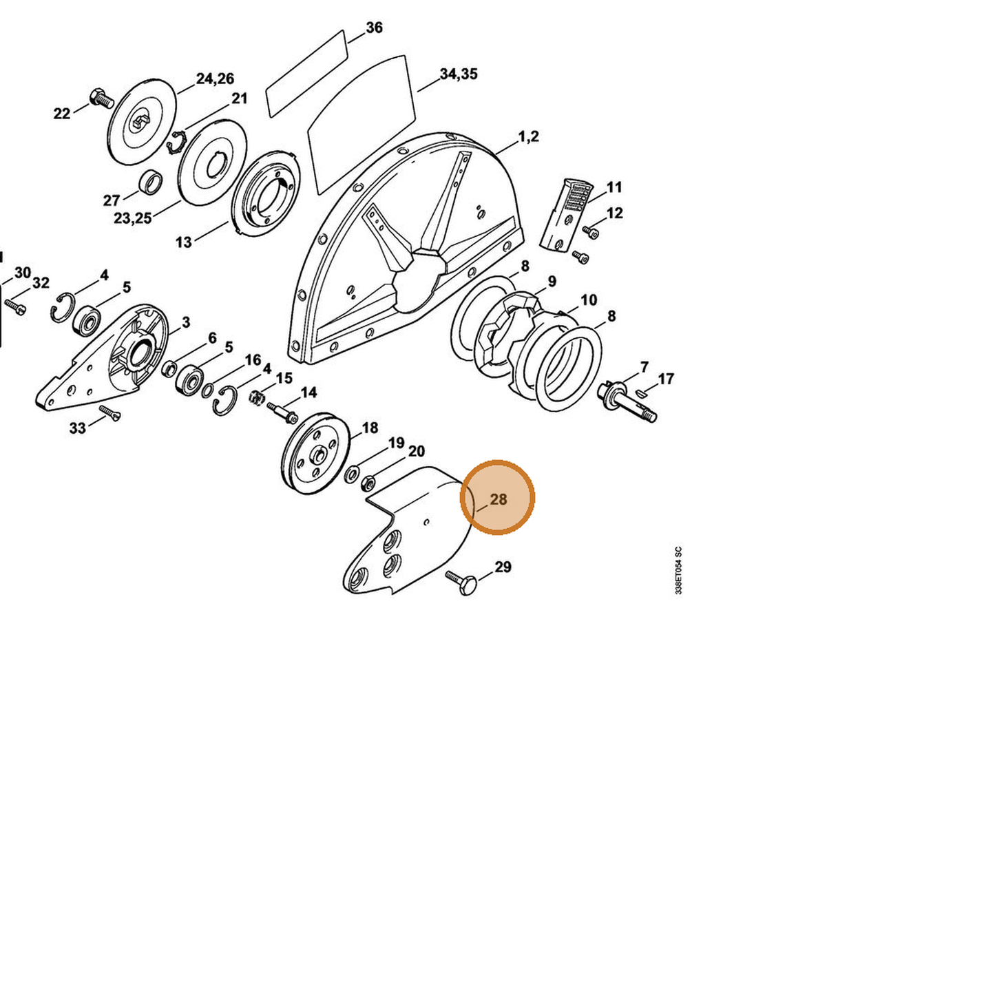 STIHL part 4223-700-8100 — IPL diagram snippet (6x zoom, amber highlight)