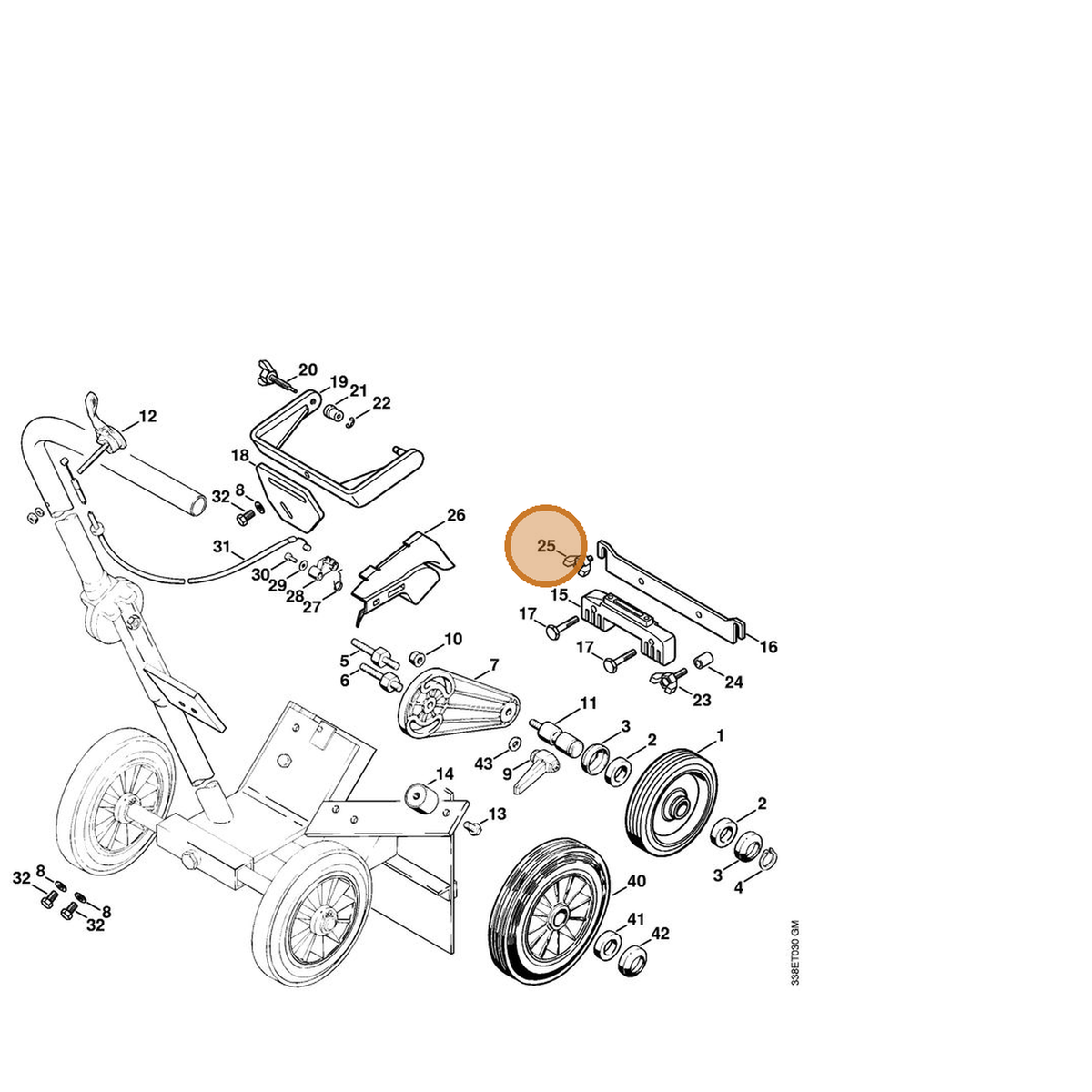 STIHL part 4223-710-9305 — IPL diagram snippet (6x zoom, amber highlight)