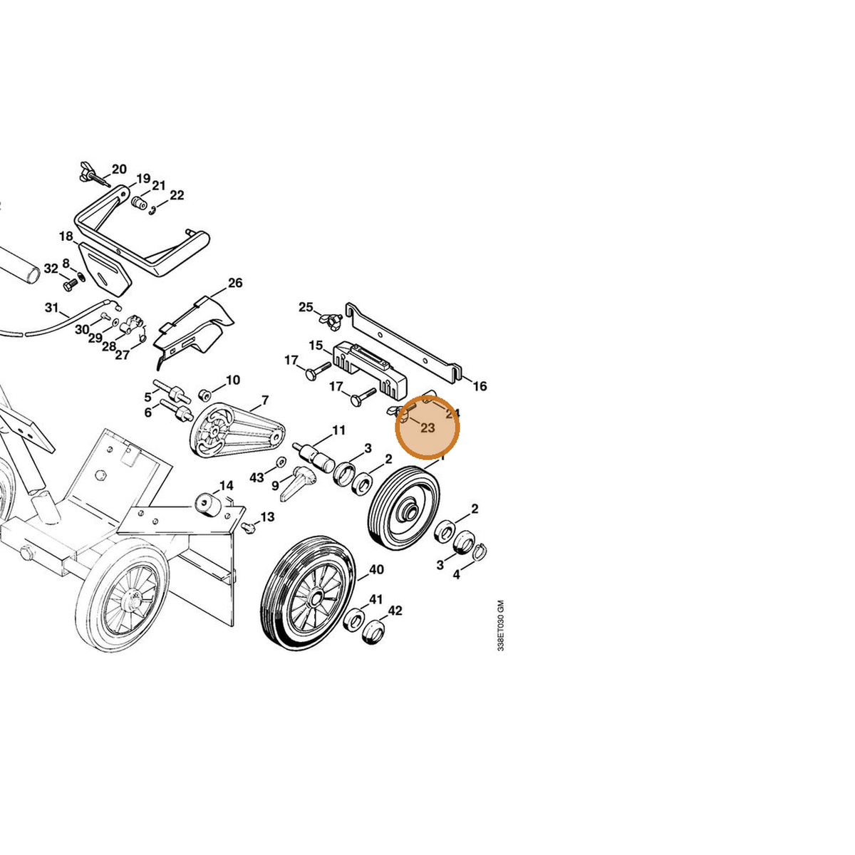 STIHL part 4223-710-9310 — IPL diagram snippet (6x zoom, amber highlight)