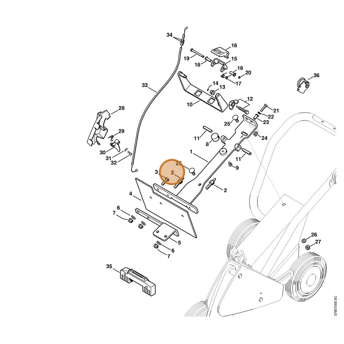 STIHL part 4223-731-8600 — IPL diagram snippet (6x zoom, amber highlight)