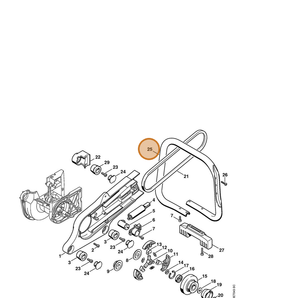STIHL part 4223-790-1750 — IPL diagram snippet (6x zoom, amber highlight)