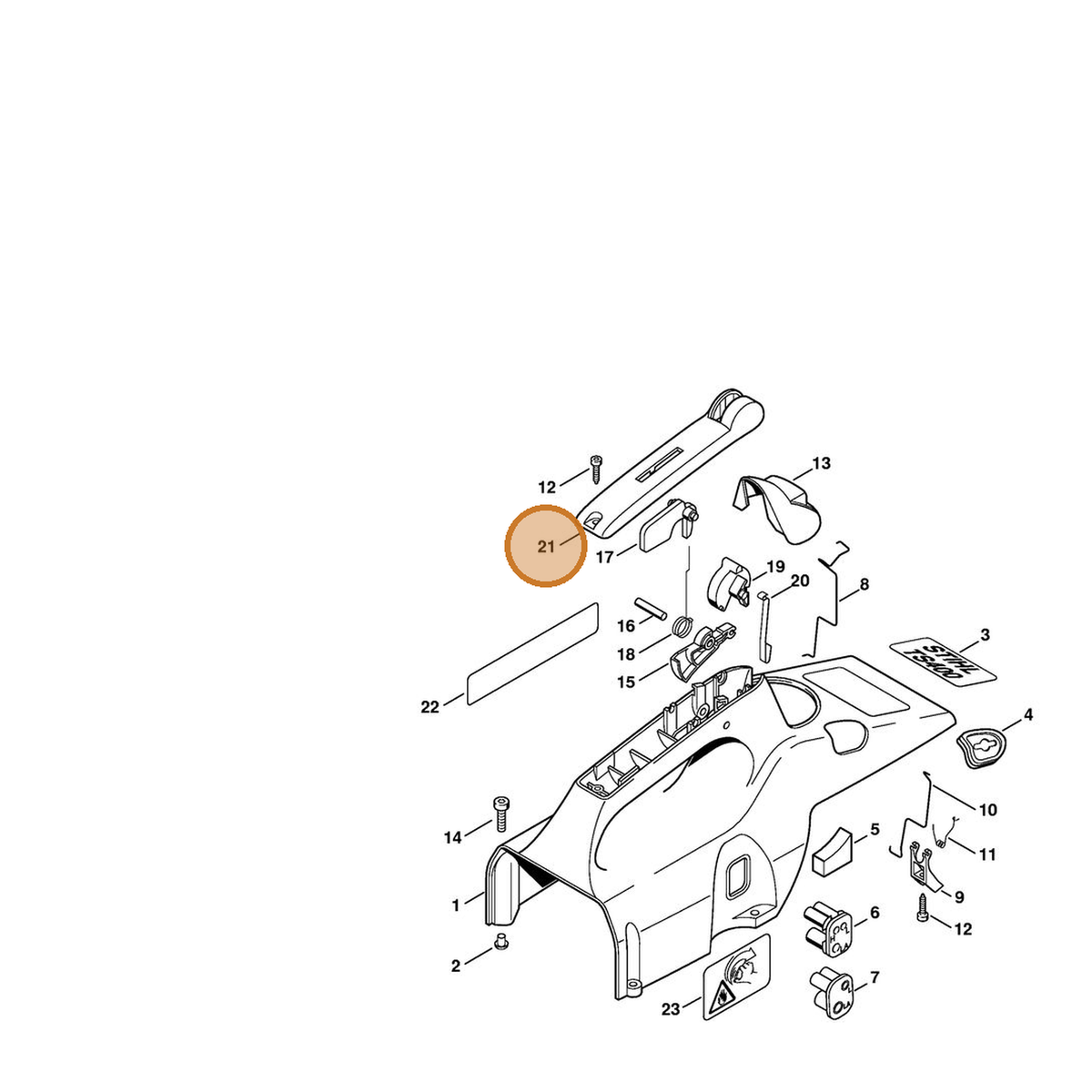 STIHL part 4223-791-0600 — IPL diagram snippet (6x zoom, amber highlight)