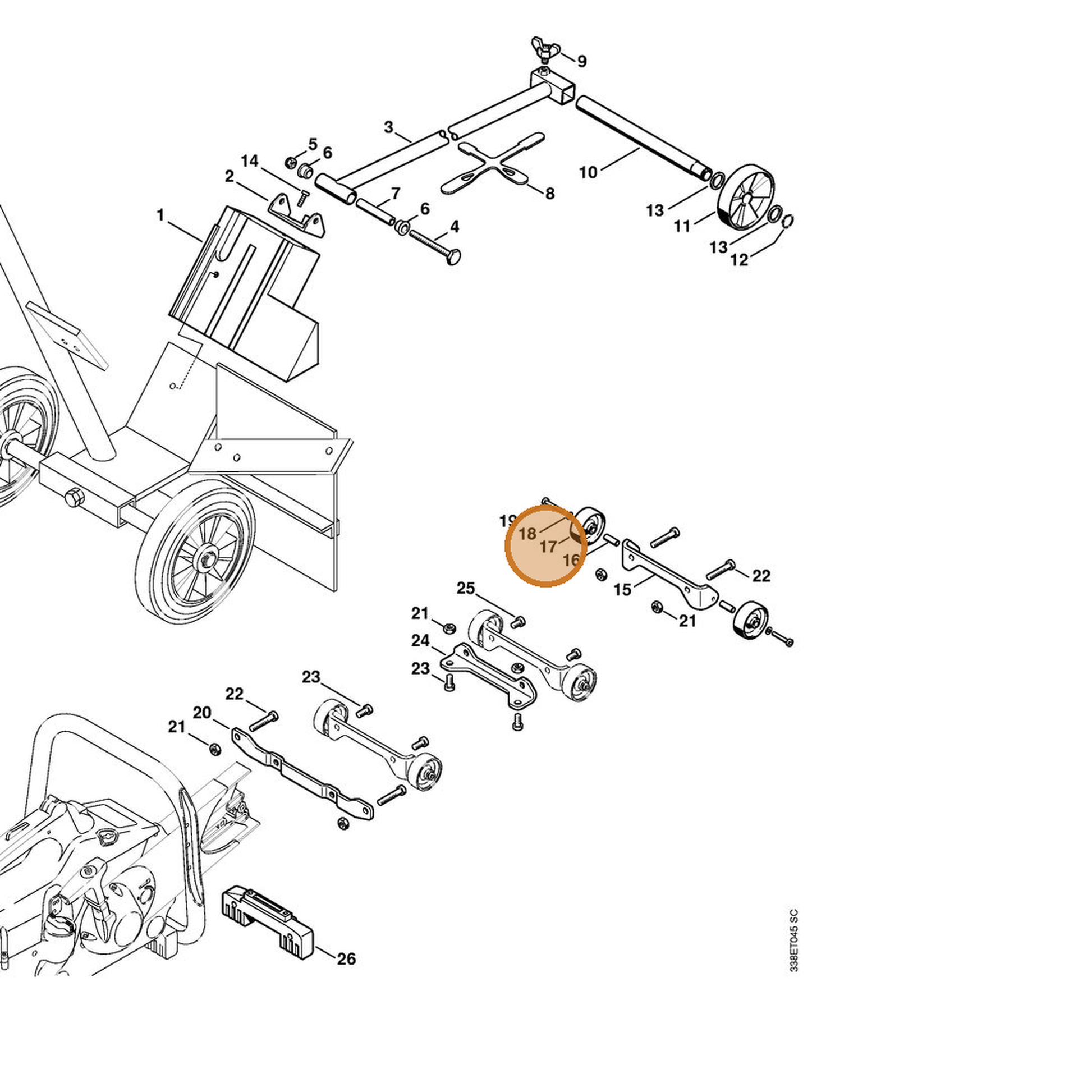 STIHL part 4223-791-3600 — IPL diagram snippet (6x zoom, amber highlight)