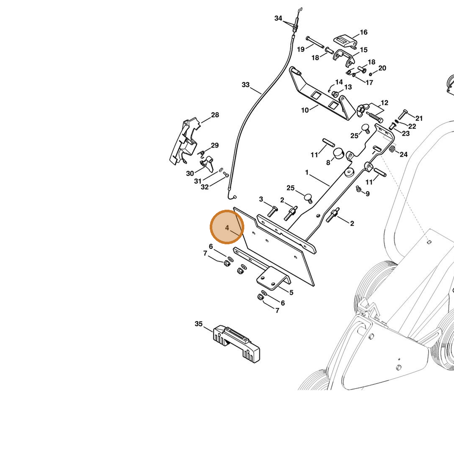 STIHL part 4223-791-4300 — IPL diagram snippet (6x zoom, amber highlight)