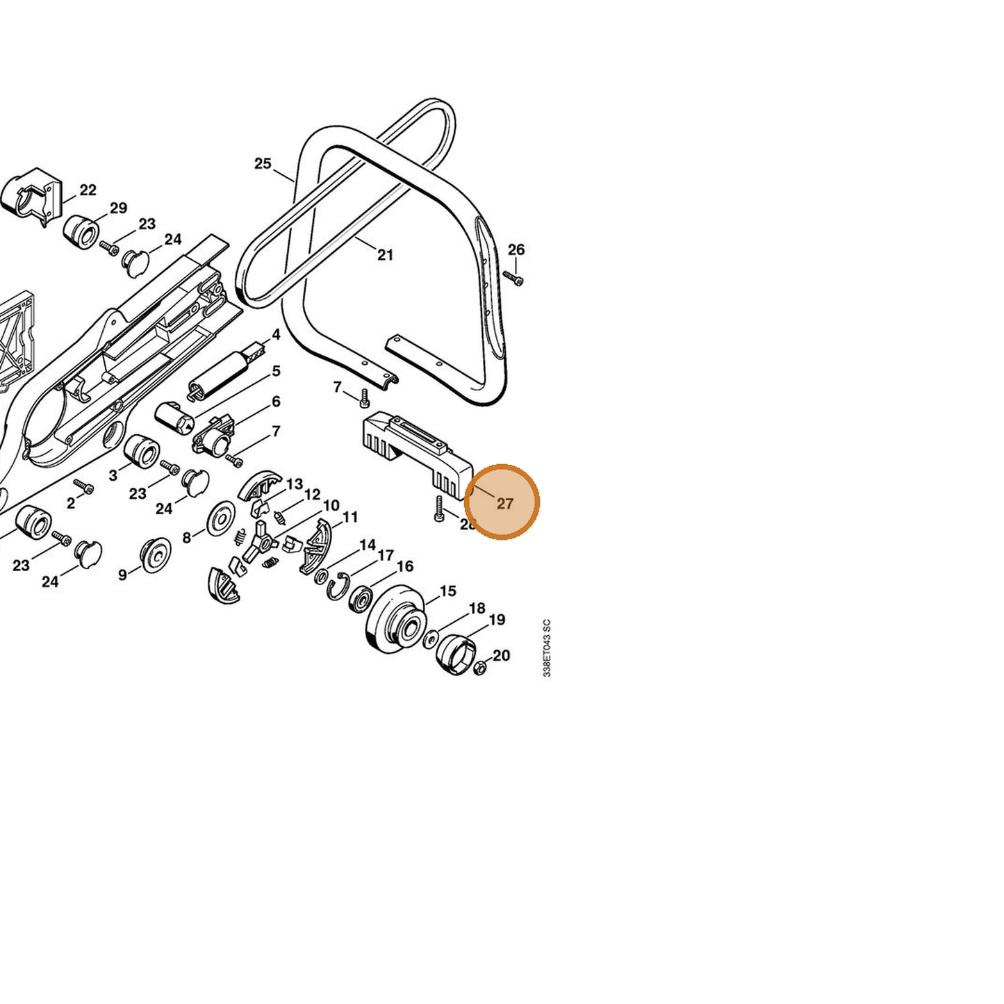 STIHL part 4223-791-7600 — IPL diagram snippet (6x zoom, amber highlight)