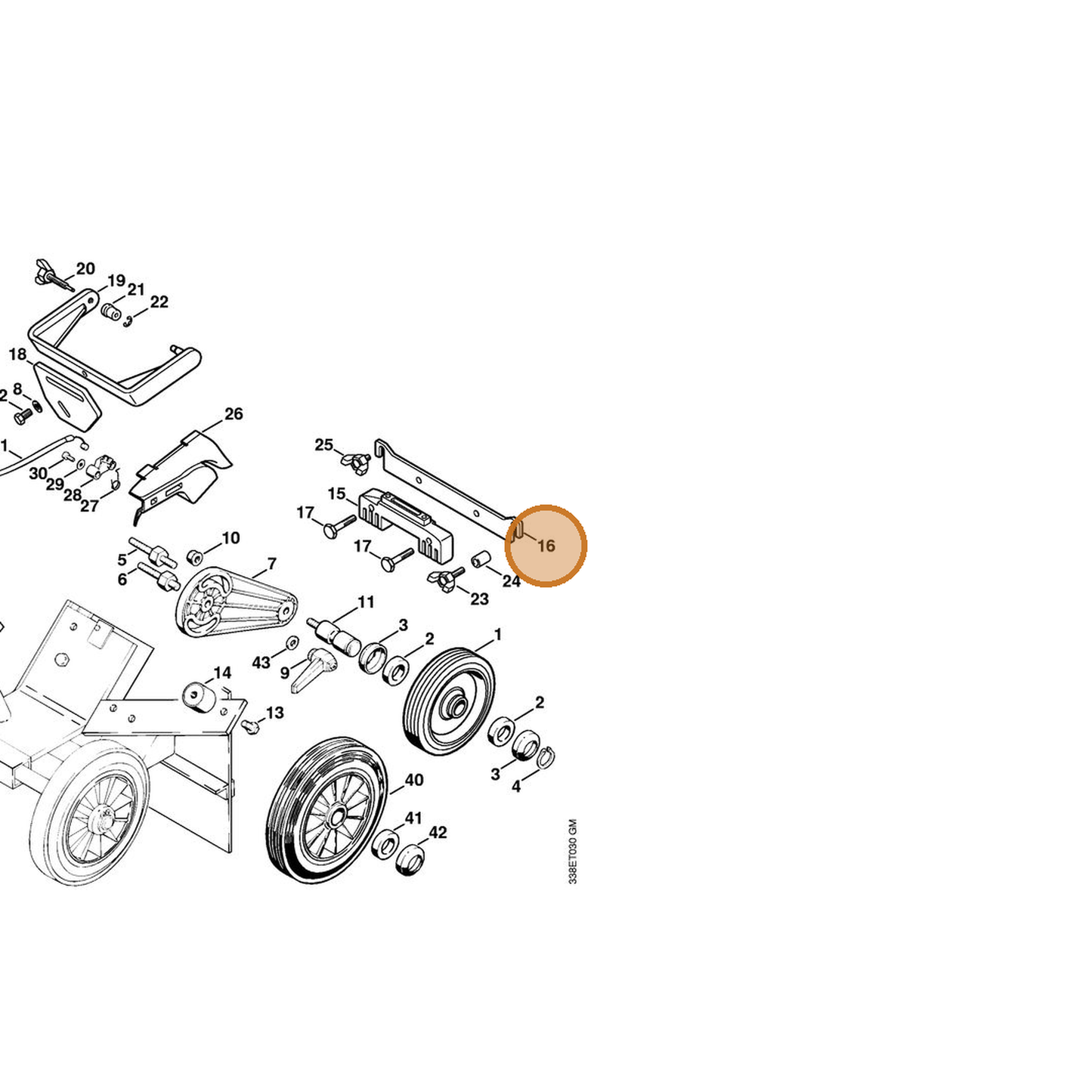 STIHL part 4223-792-9500 — IPL diagram snippet (6x zoom, amber highlight)