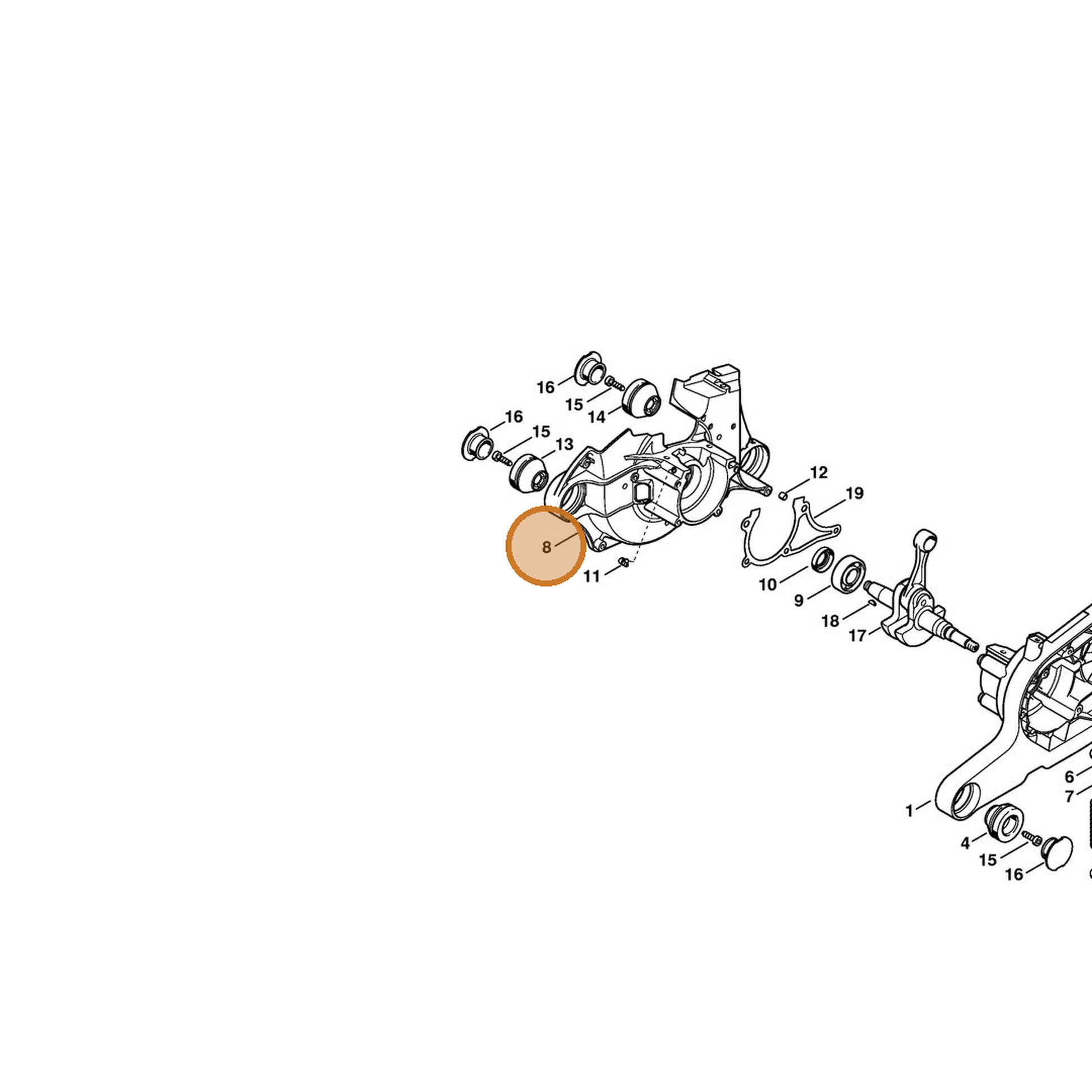 STIHL part 4224-020-2605 — IPL diagram snippet (6x zoom, amber highlight)