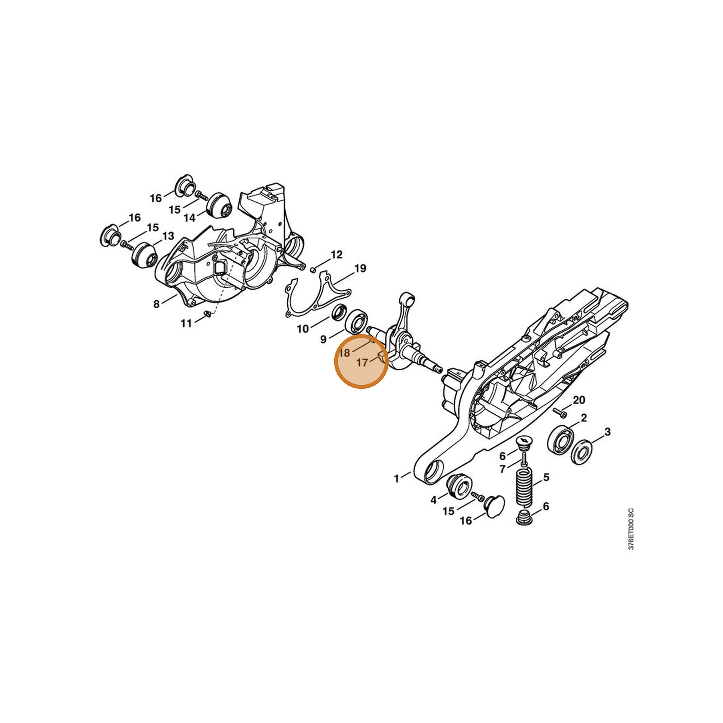 STIHL part 4224-030-0400 — IPL diagram snippet (6x zoom, amber highlight)