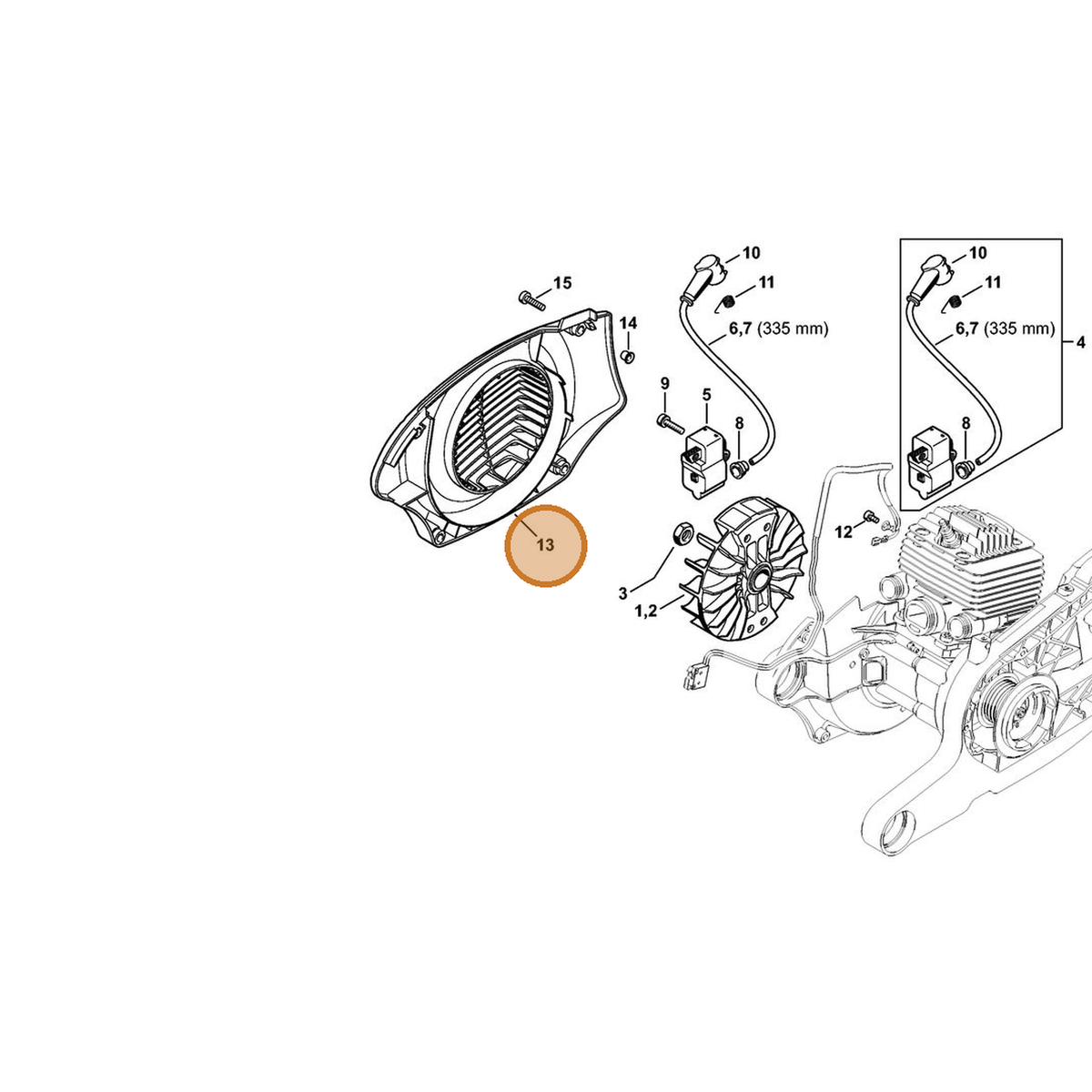 STIHL part 4224-080-3100 — IPL diagram snippet (6x zoom, amber highlight)